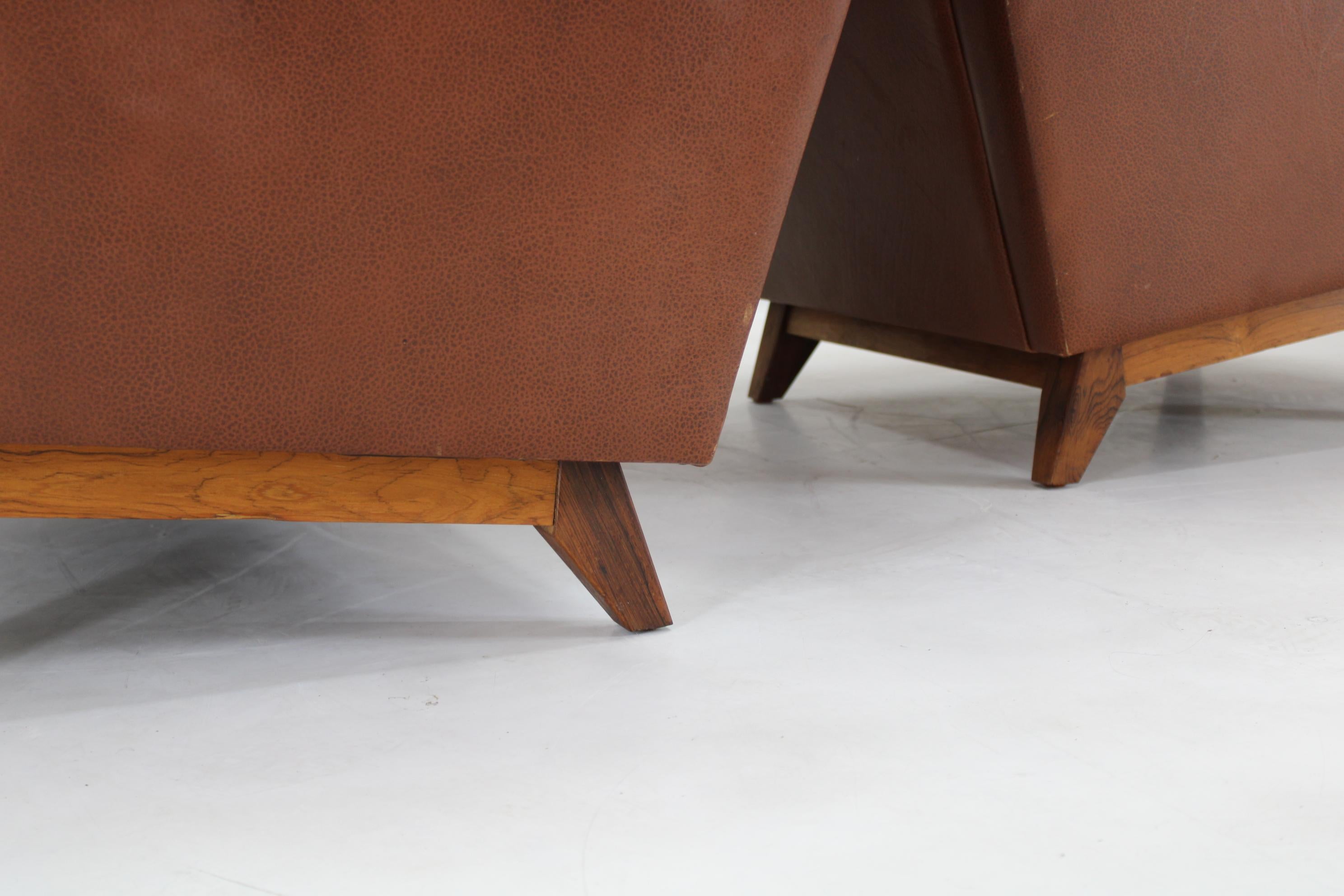 1970s Brown Leather Living Room Set, Denmark 6