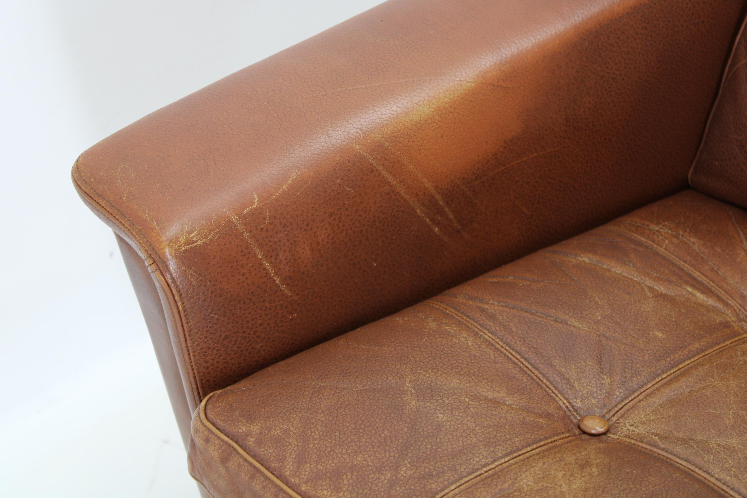 1970s Brown Leather Living Room Set, Denmark 7