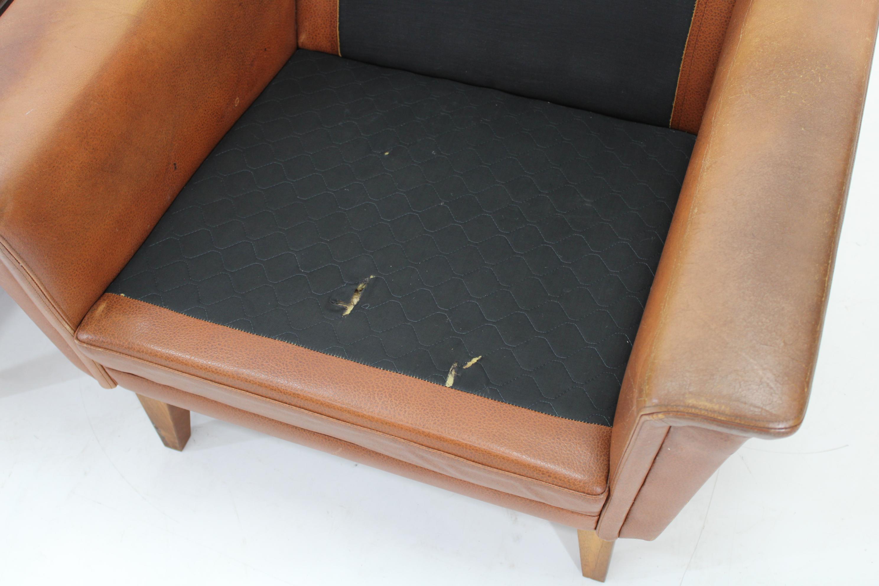1970s Brown Leather Living Room Set, Denmark 9
