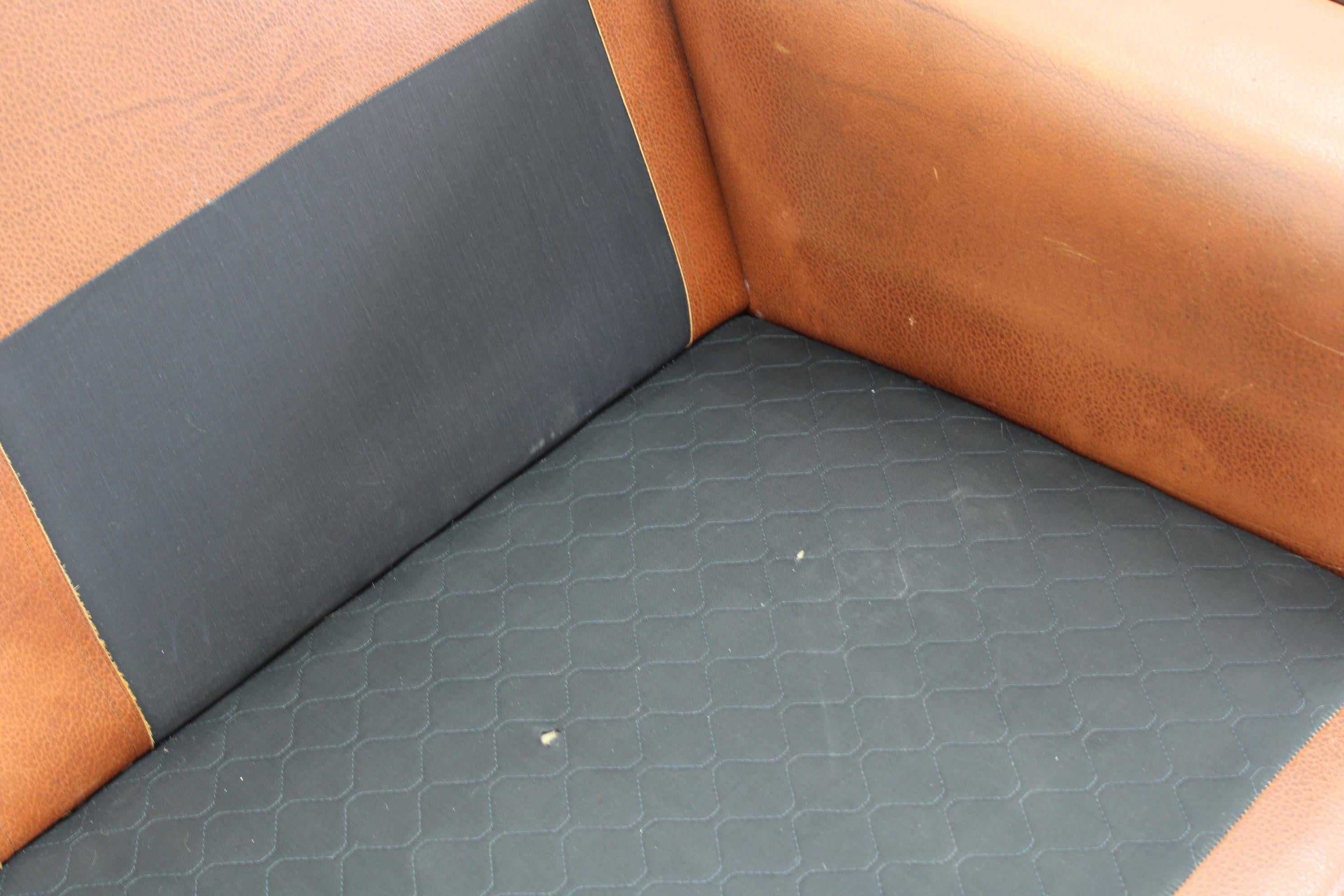 1970s Brown Leather Living Room Set, Denmark 10