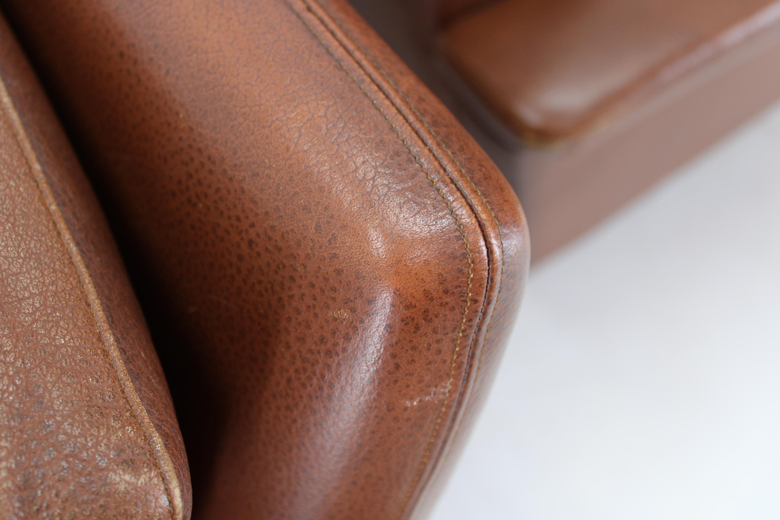 1970s Brown Leather Living Room Set, Denmark 3