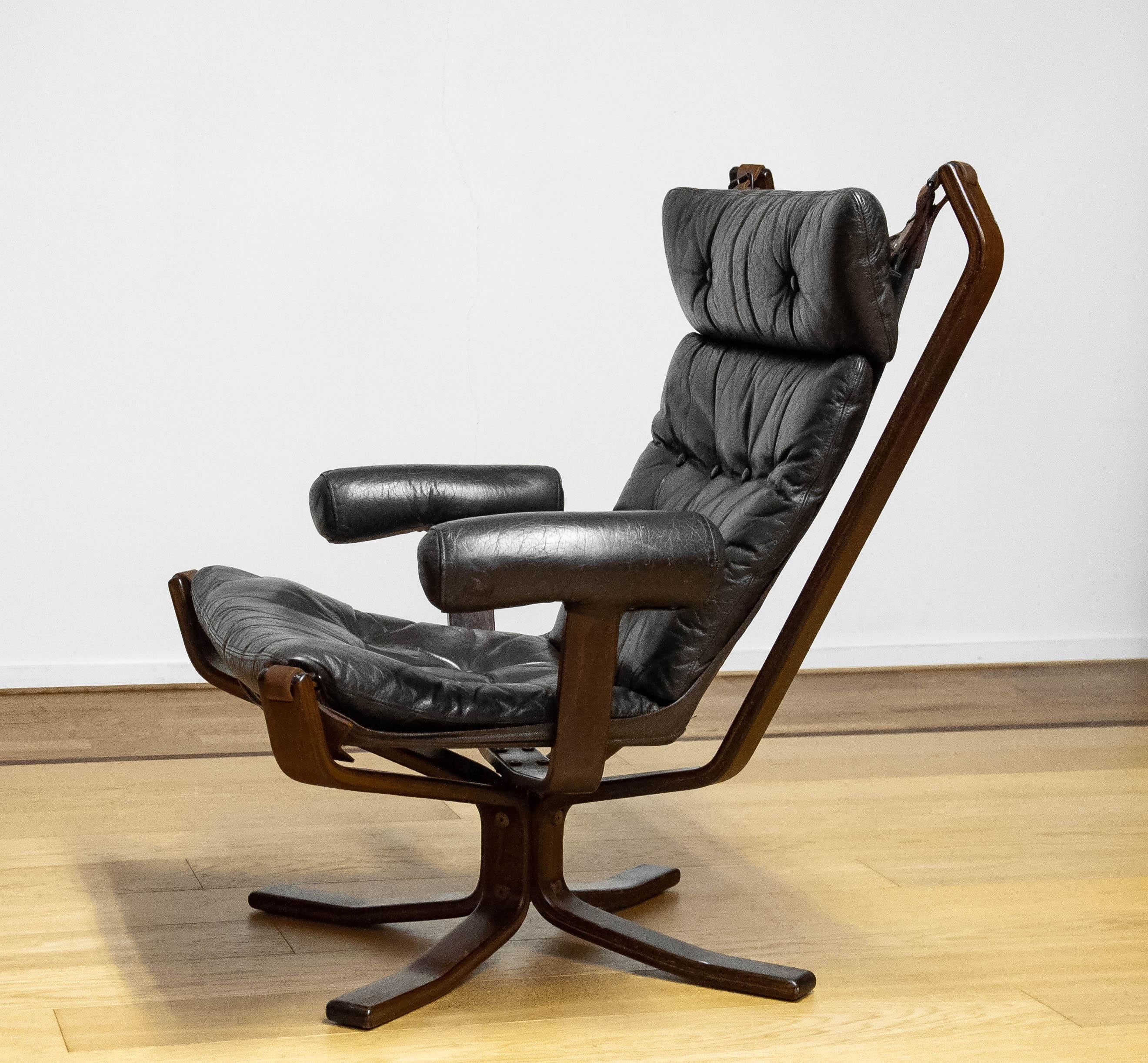 1970s Brown Leather Lounge Chair 'Superstar