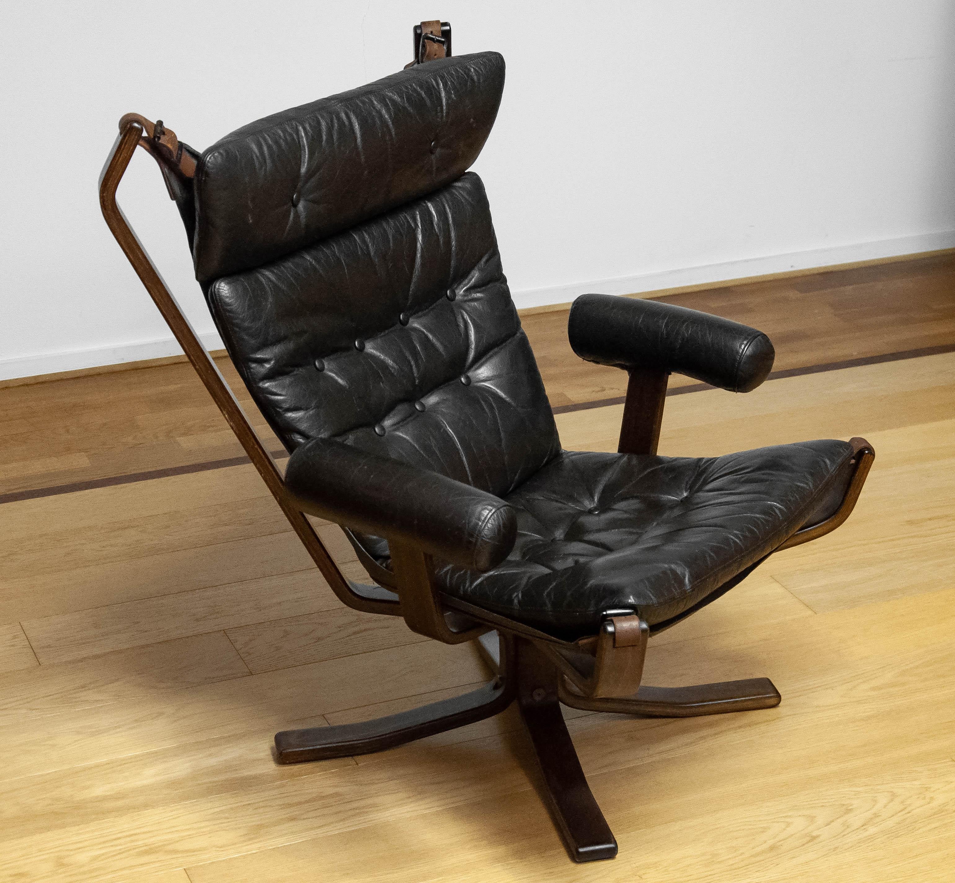 1970s Brown Leather Lounge Chair 'Superstar