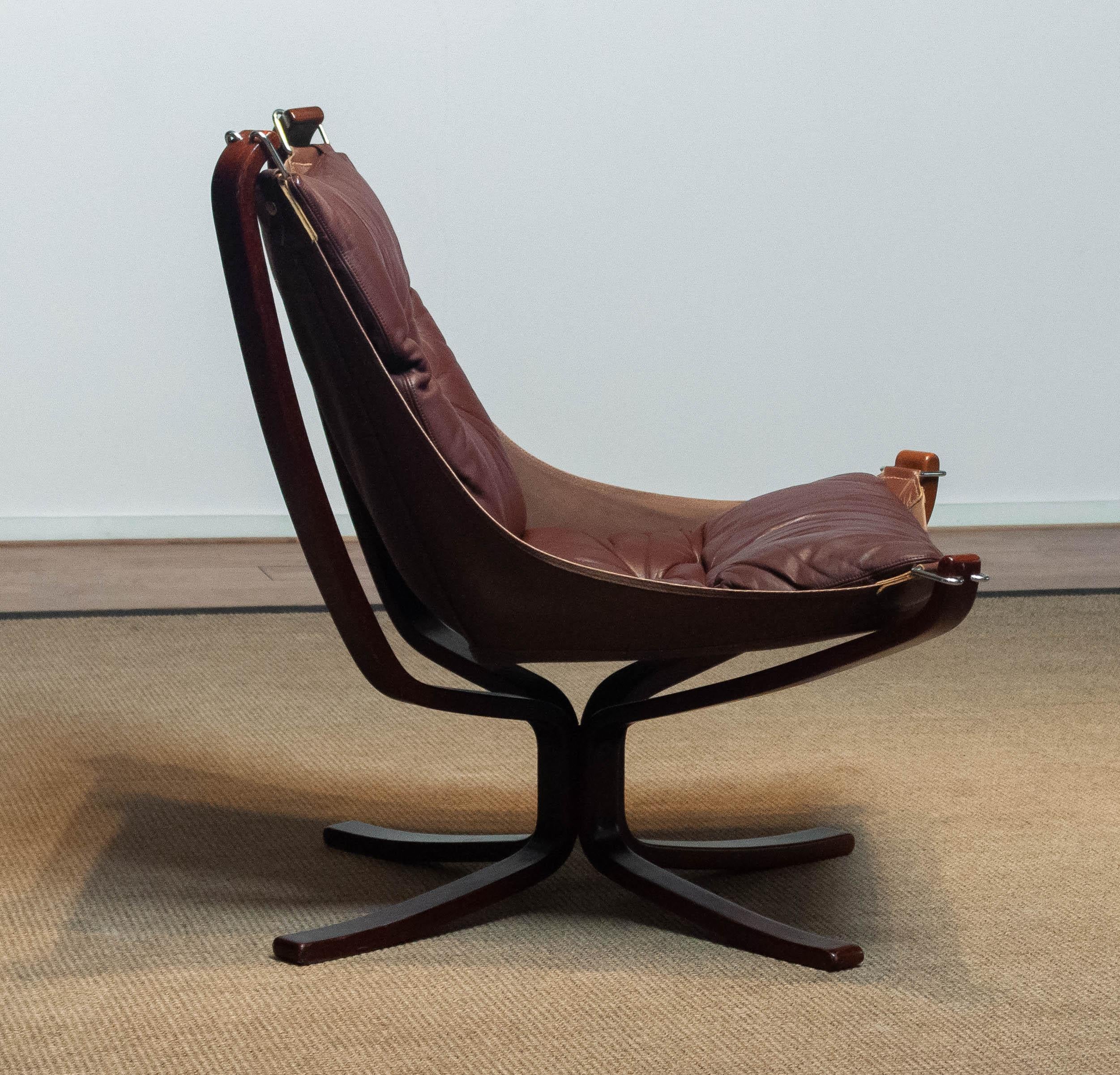 1970's Brown Leather Low Back 'Falcon' Chair By Sigurd Resell For Vatne Mobler 4