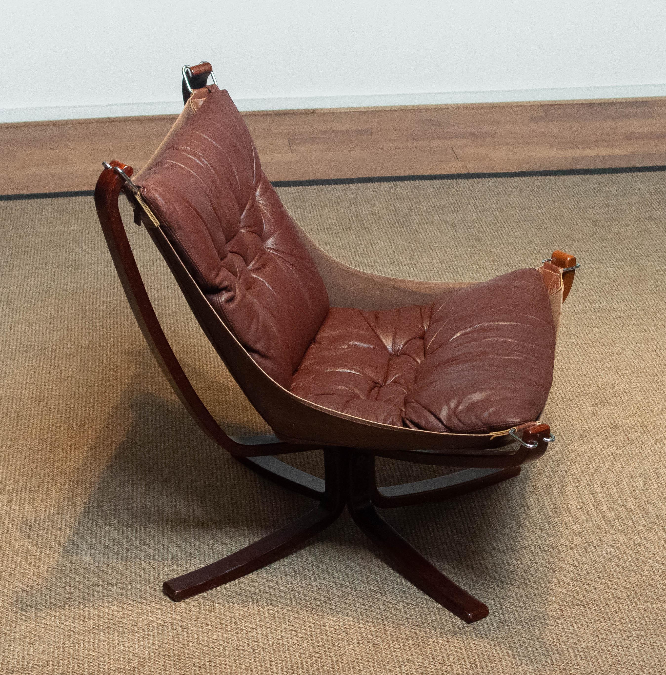 1970's Brown Leather Low Back 'Falcon' Chair By Sigurd Resell For Vatne Mobler 5