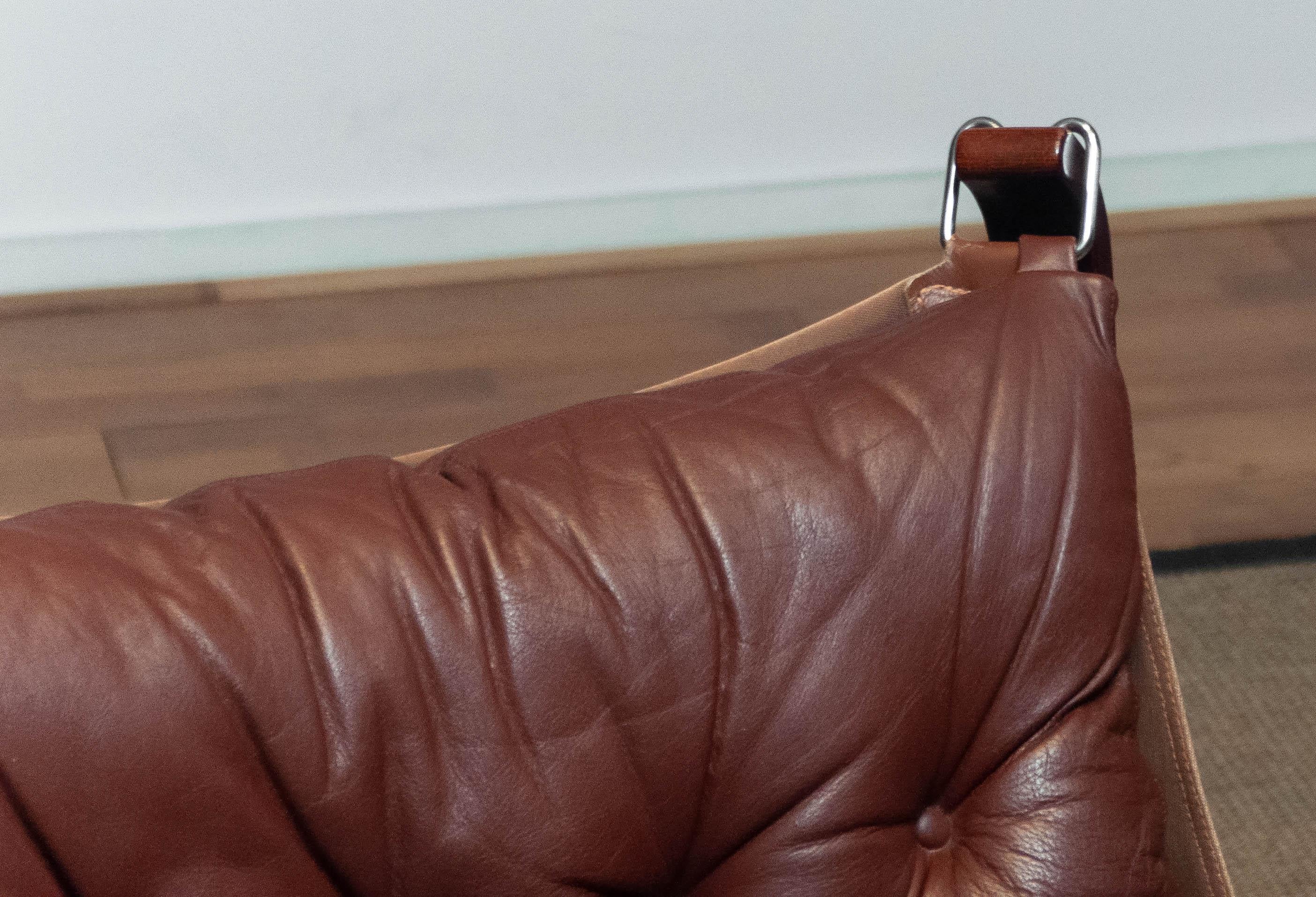 1970's Brown Leather Low Back 'Falcon' Chair By Sigurd Resell For Vatne Mobler 6