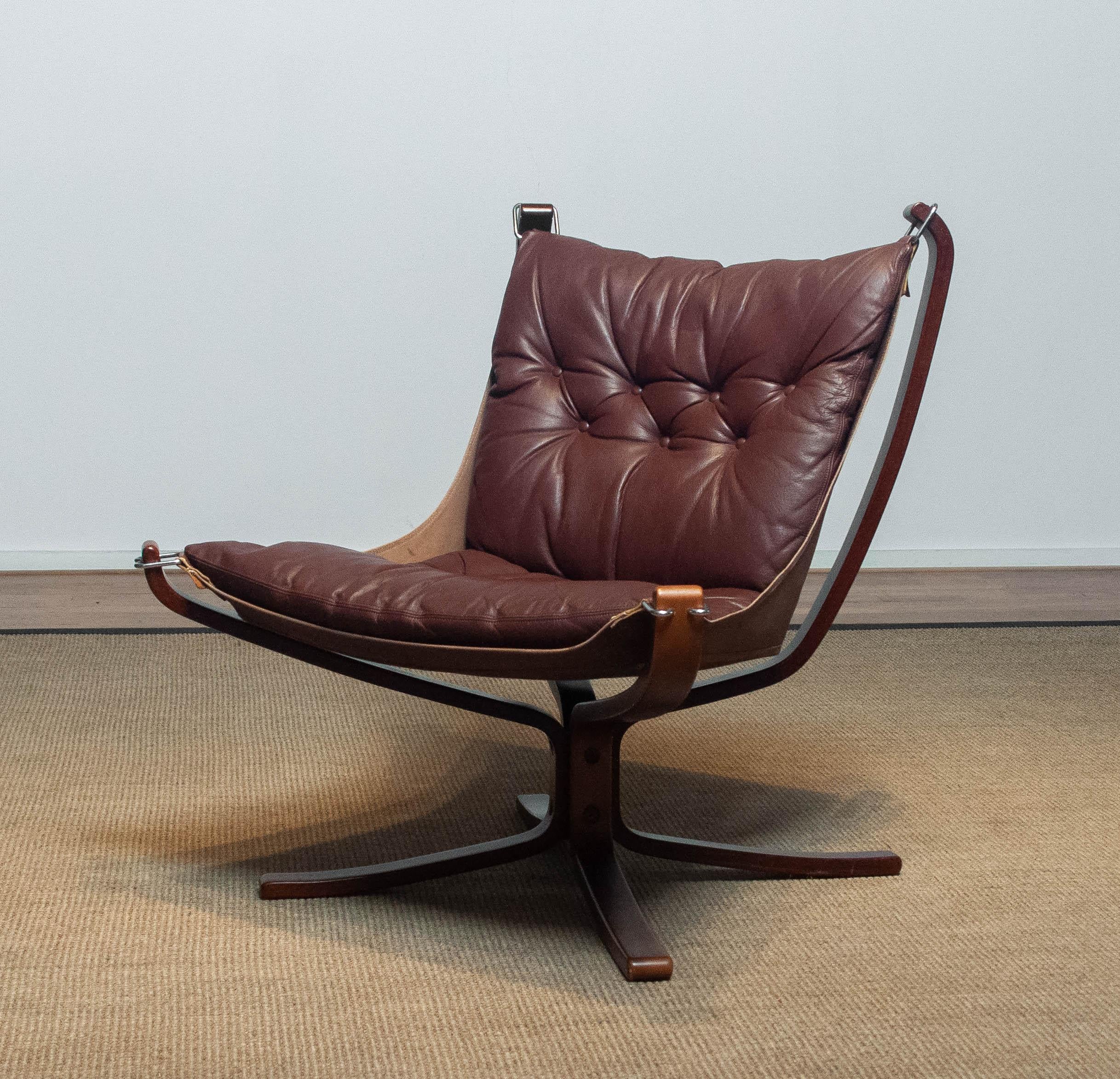 Modern 1970's Brown Leather Low Back 'Falcon' Chair By Sigurd Resell For Vatne Mobler