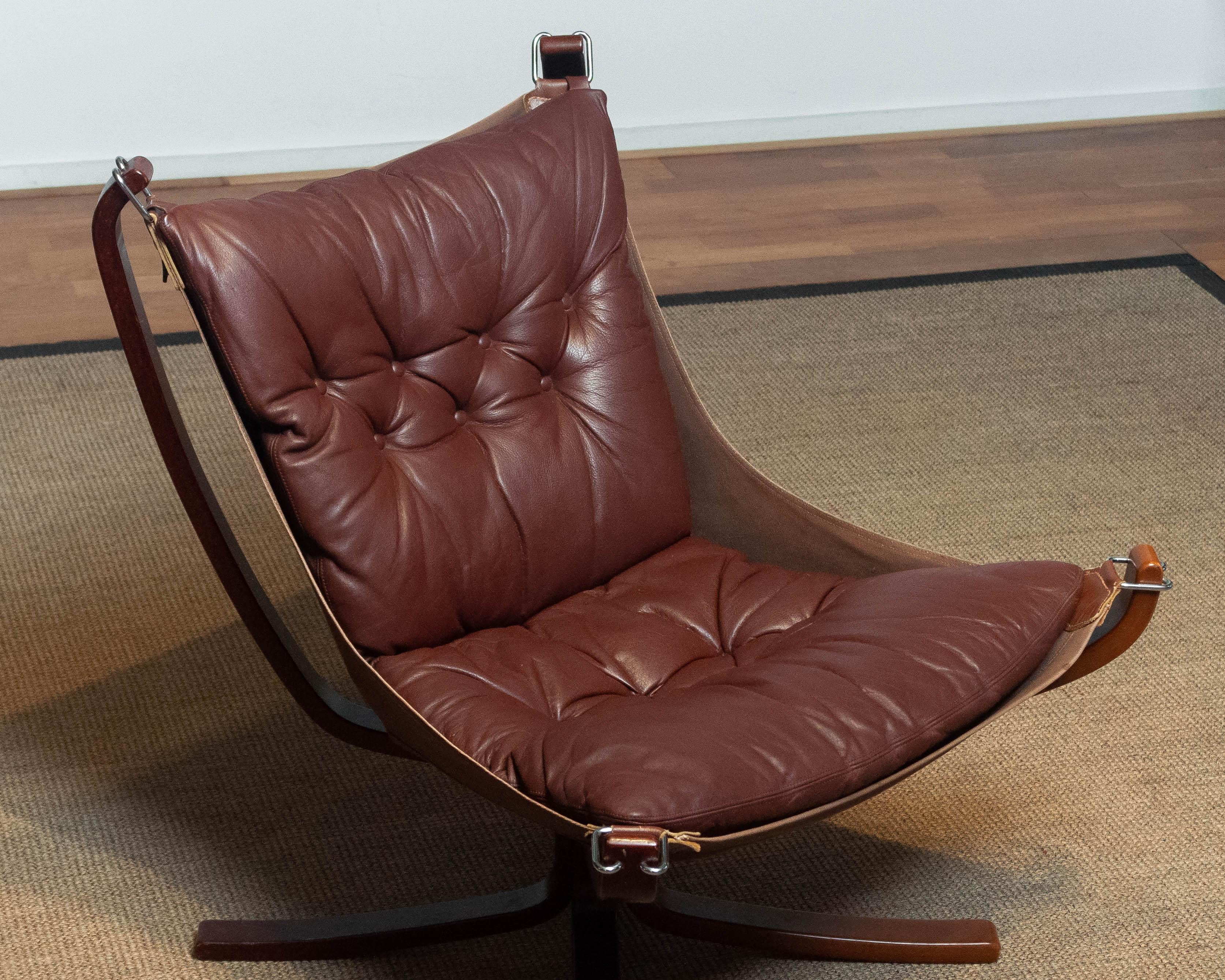 1970's Brown Leather Low Back 'Falcon' Chair By Sigurd Resell For Vatne Mobler 1