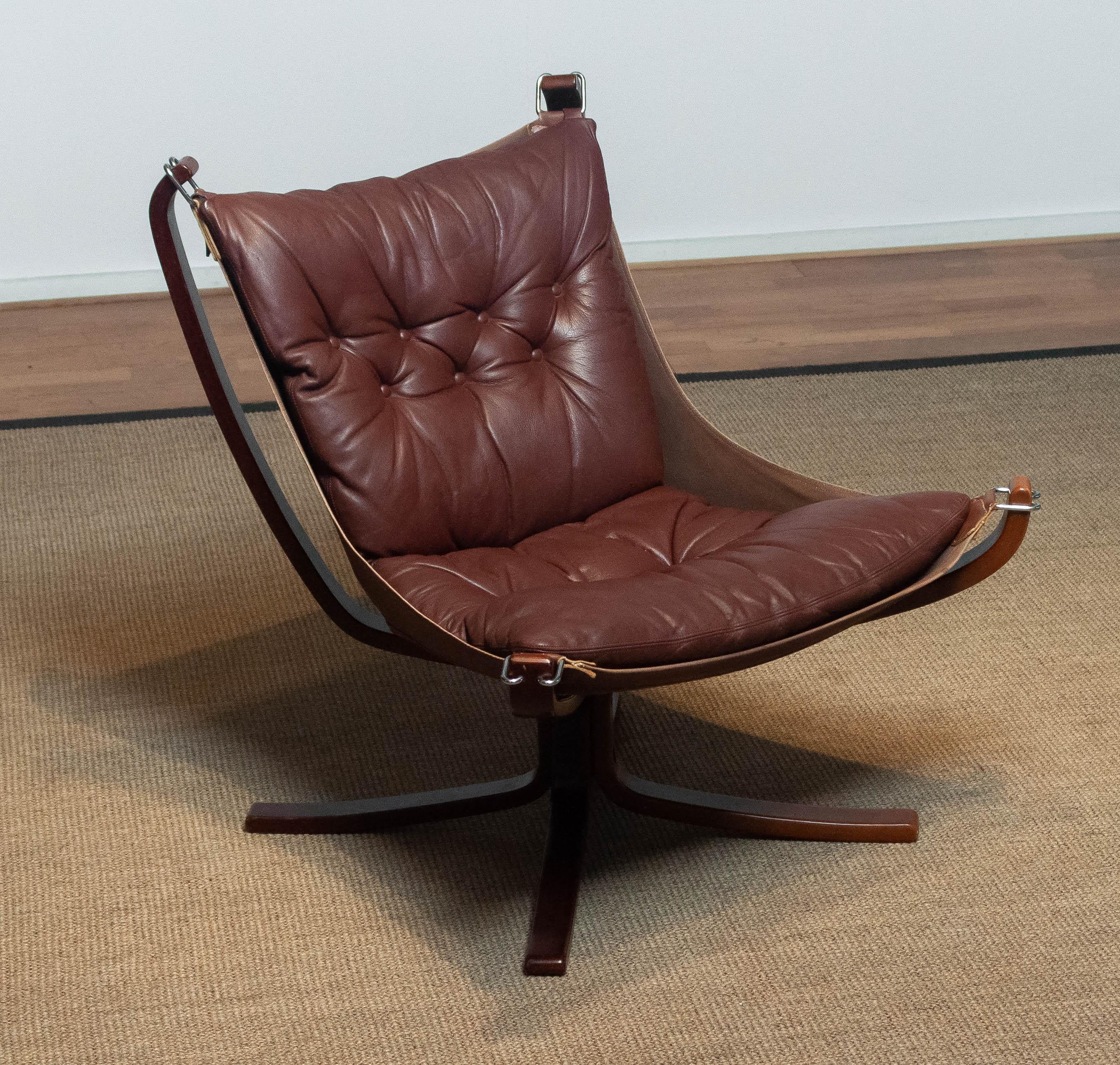 1970's Brown Leather Low Back 'Falcon' Chair By Sigurd Resell For Vatne Mobler 2