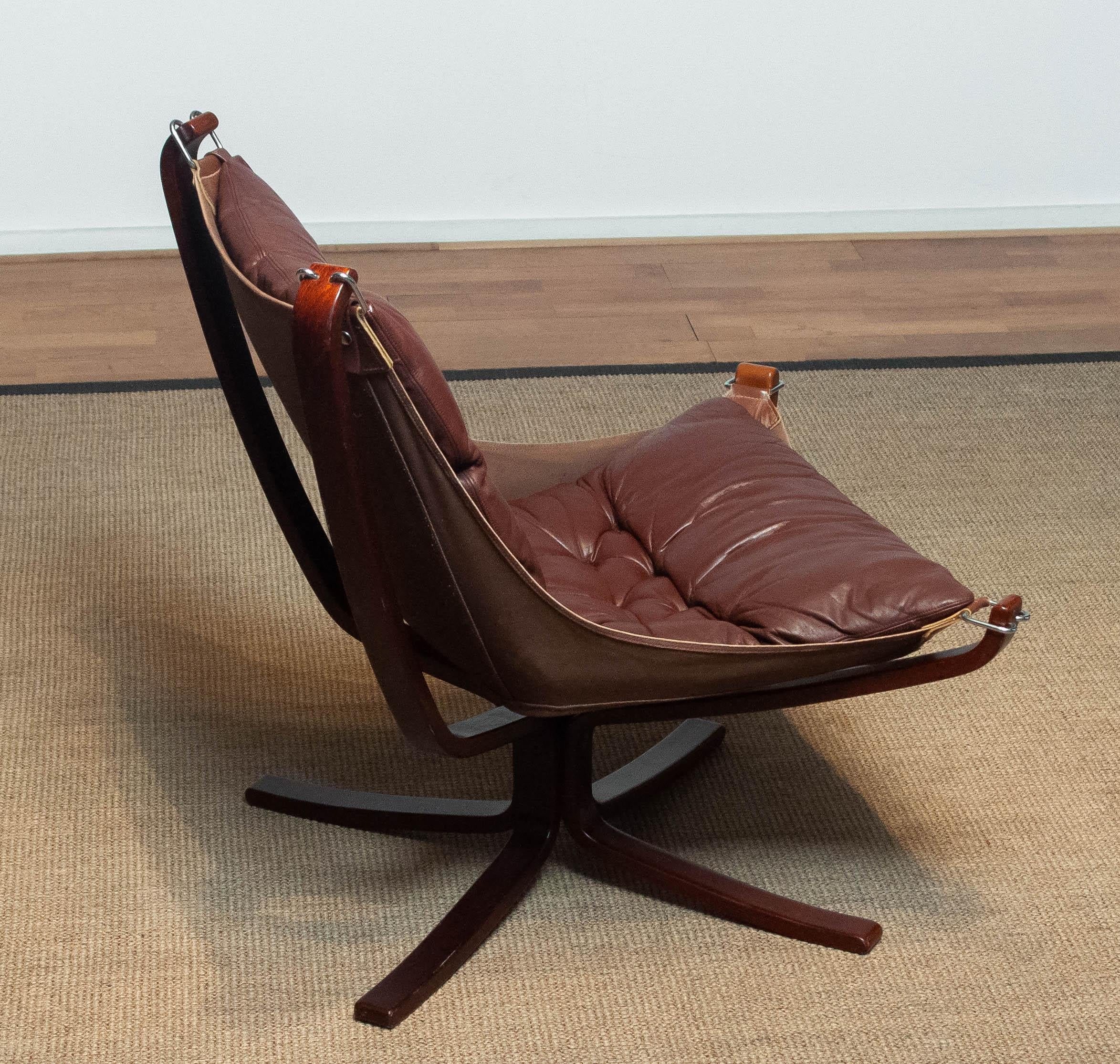 1970's Brown Leather Low Back 'Falcon' Chair By Sigurd Resell For Vatne Mobler 3
