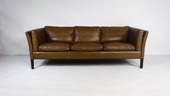 1970s Brown Leather Sofa by Vejen