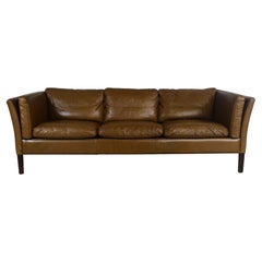 1970s Brown Leather Sofa by Vejen