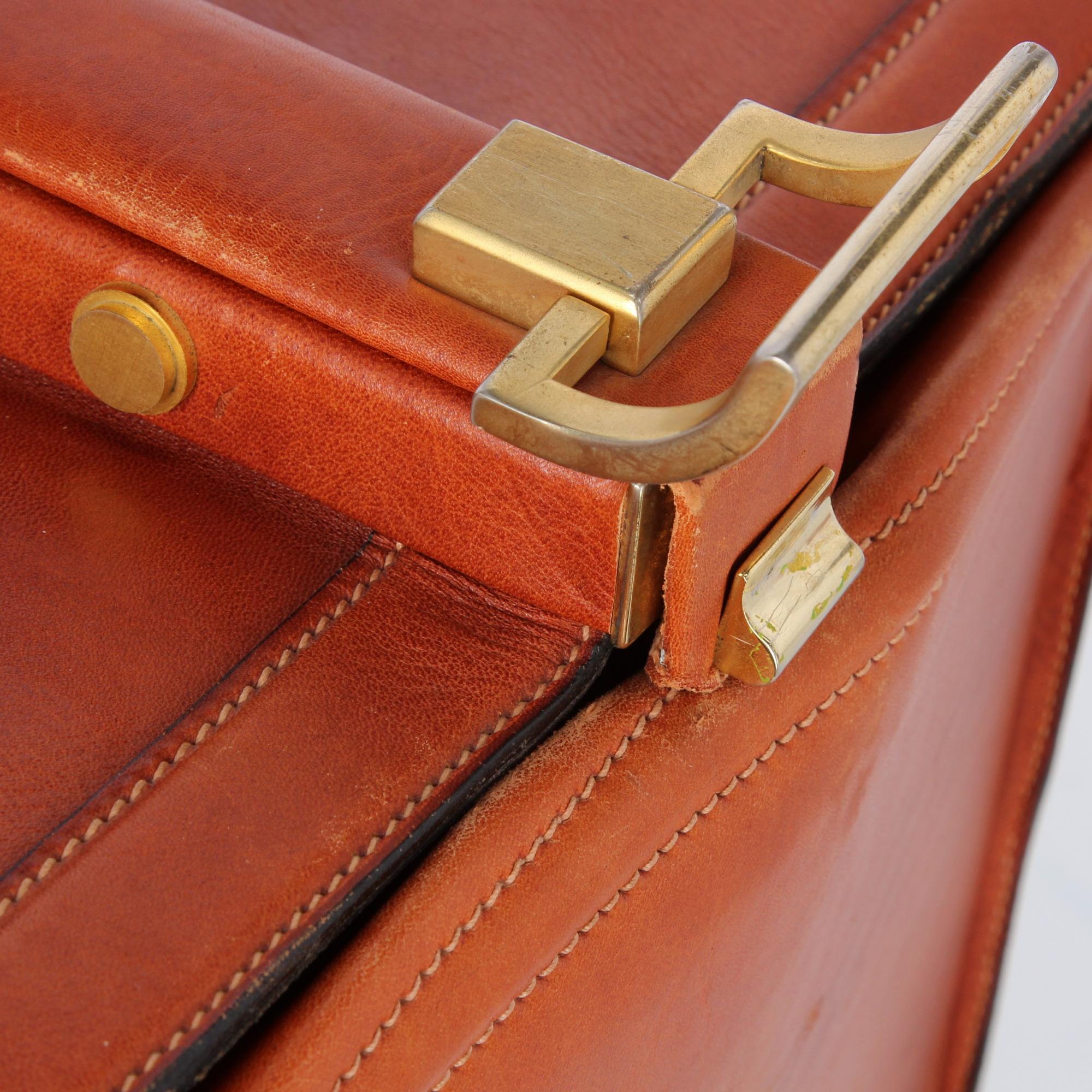 1970s Brown Leather Trunk 7