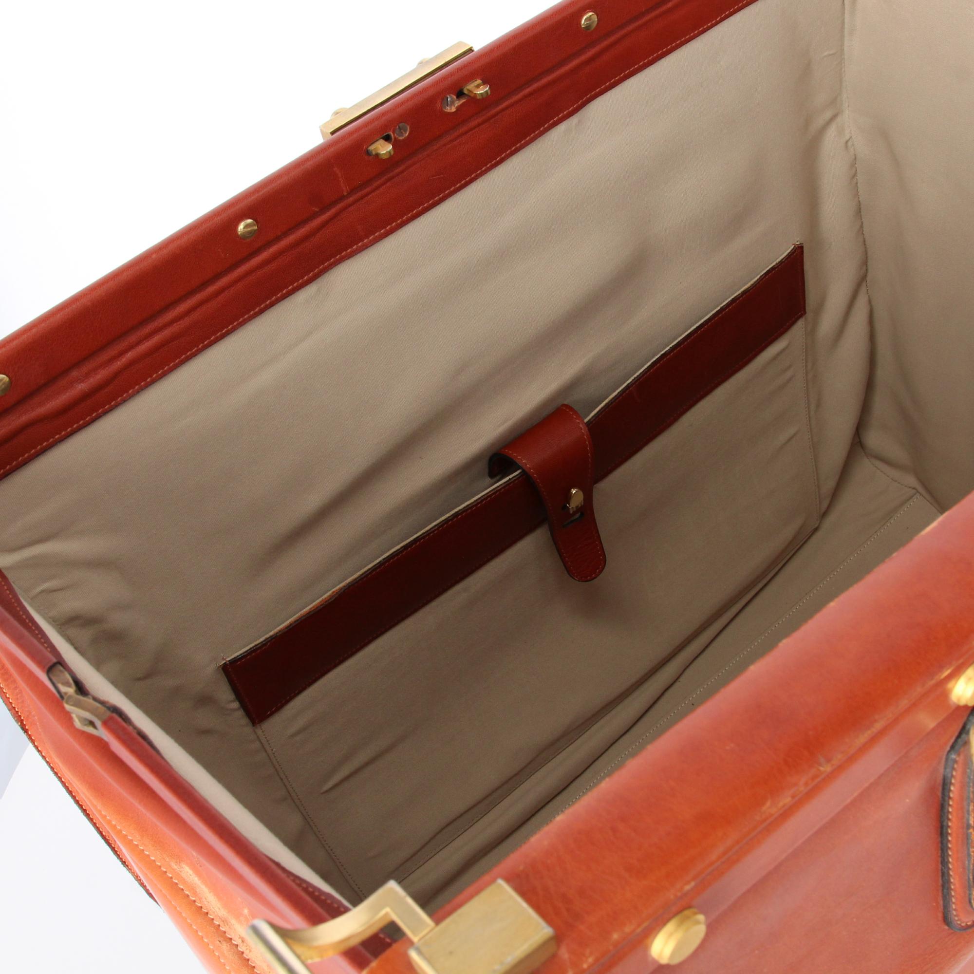 1970s Brown Leather Trunk 9