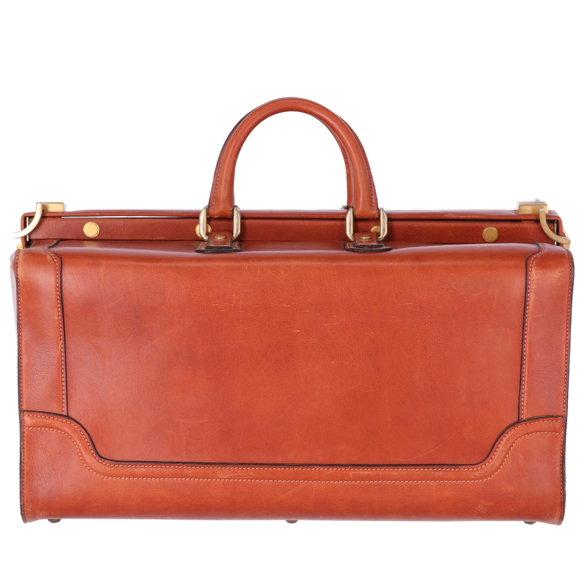 Women's or Men's 1970s Brown Leather Trunk