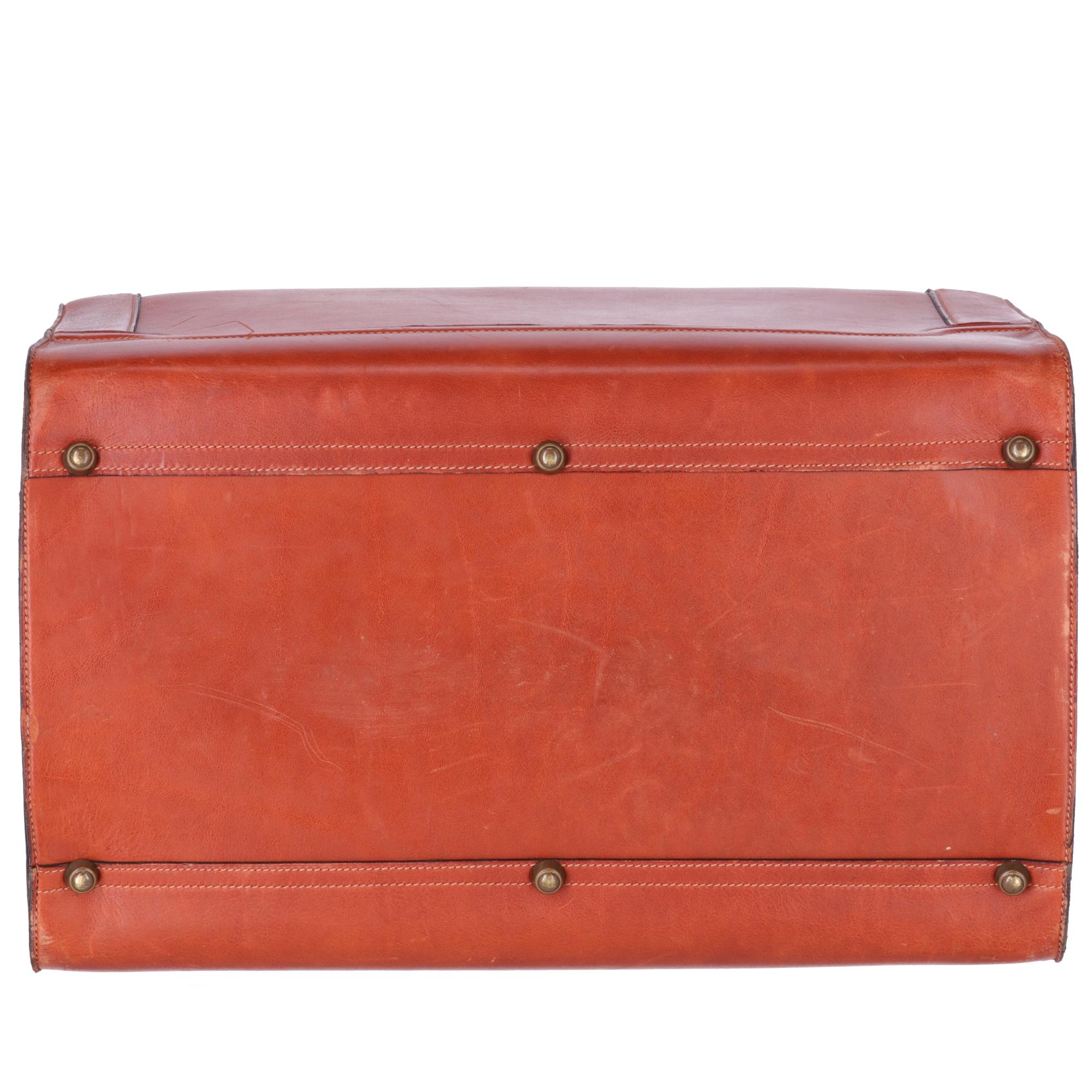 1970s Brown Leather Trunk 2