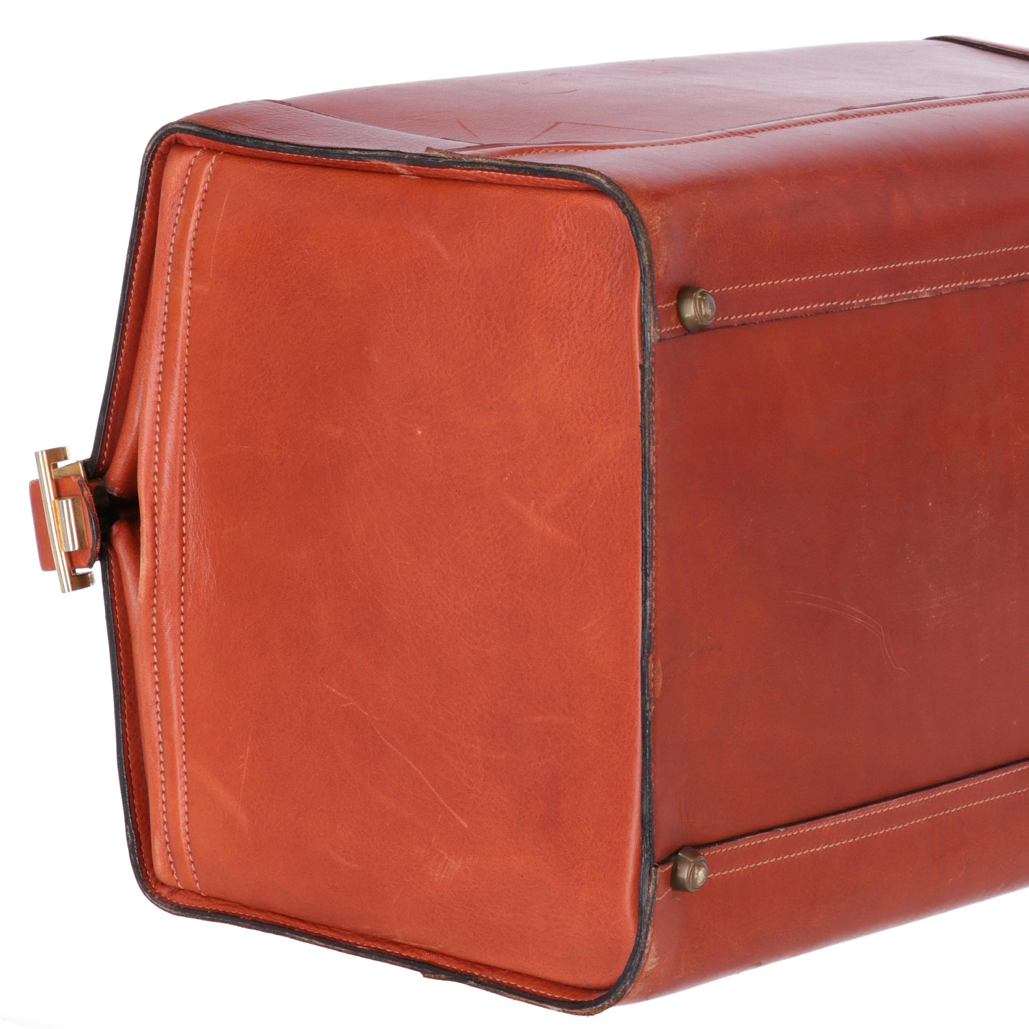 1970s Brown Leather Trunk 3