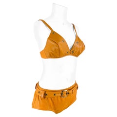 1970s Brown Leatherette Bikini w/ Matching Belt