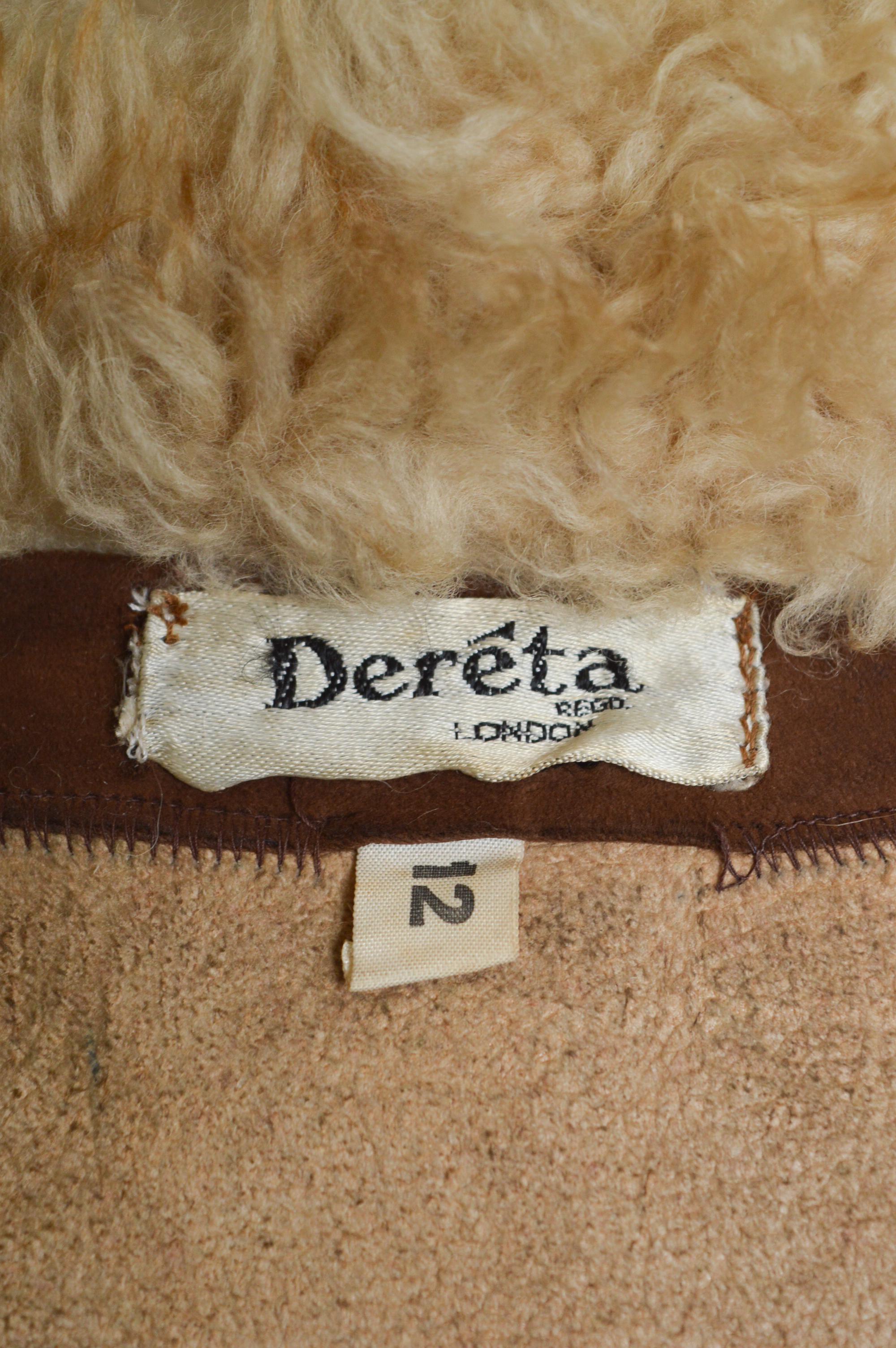 1970s Brown Suede Fluffy Cream Shearling Penny Lane Cropped Sheepskin Jacket For Sale 8
