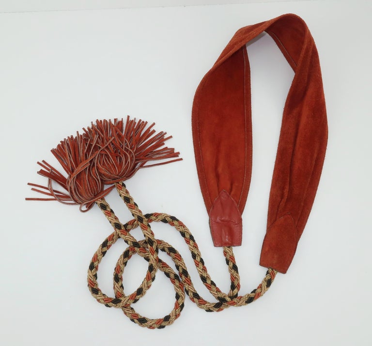 1970's Brown Suede and Gold Braid Tassel Belt at 1stDibs tassle belt