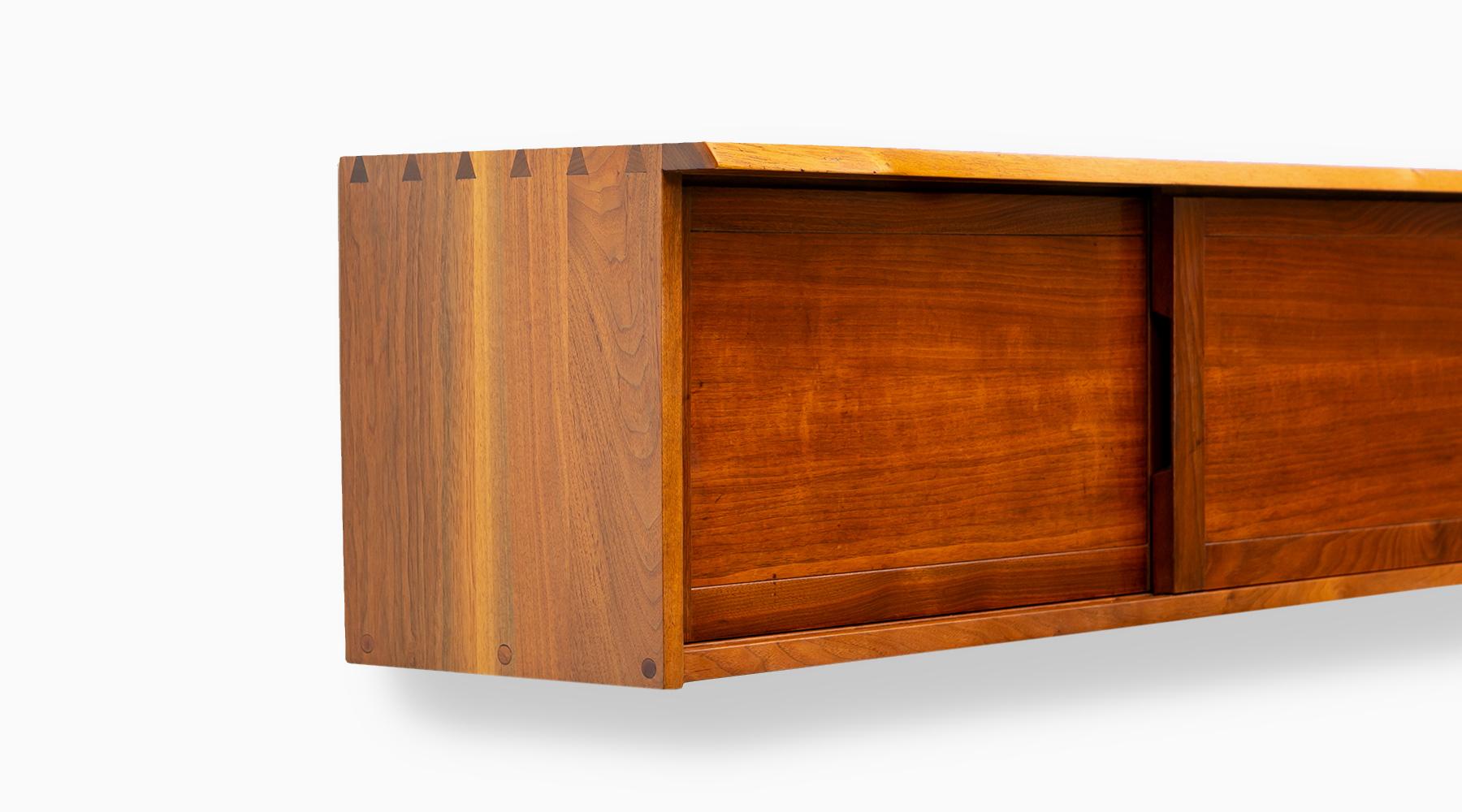 1970s Brown Walnut Wall-Mounted Sideboard by George Nakashima For Sale 1