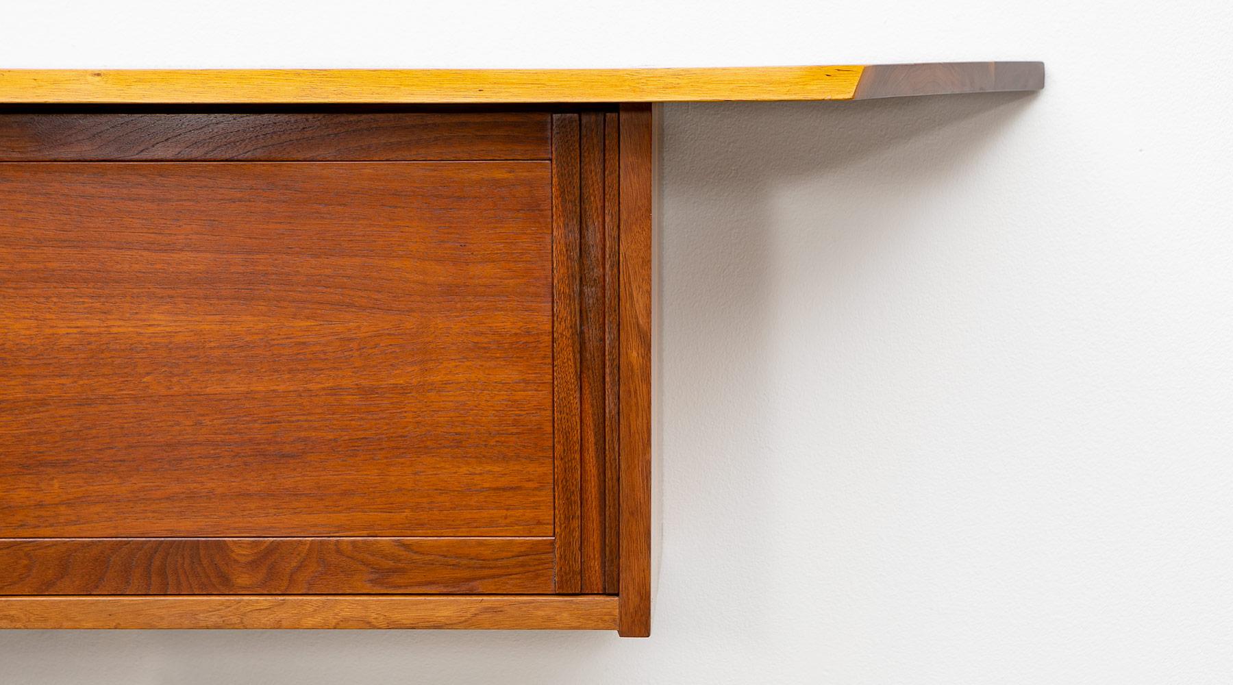 1970s Brown Walnut Wall-Mounted Sideboard by George Nakashima For Sale 2