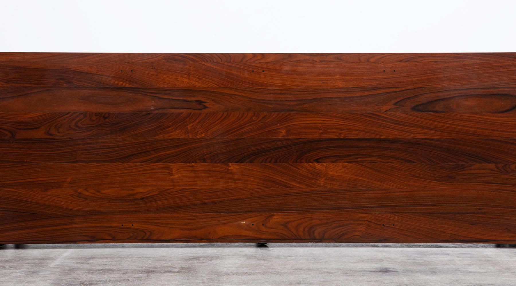 1970s Brown Walnut with Leather Drawers Sideboard by Afra & Tobia Scarpa For Sale 7