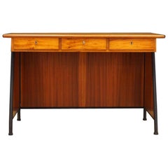 1970s Brown Writing Desk Danish Design Midcentury Original