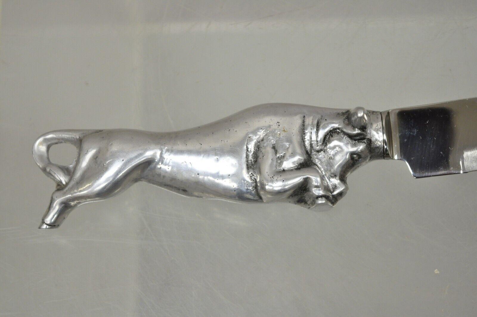 Modern 1970s, Bruce Fox Cast Aluminum Charging Bull Carving Set Knife and Fork, 2 Pcs