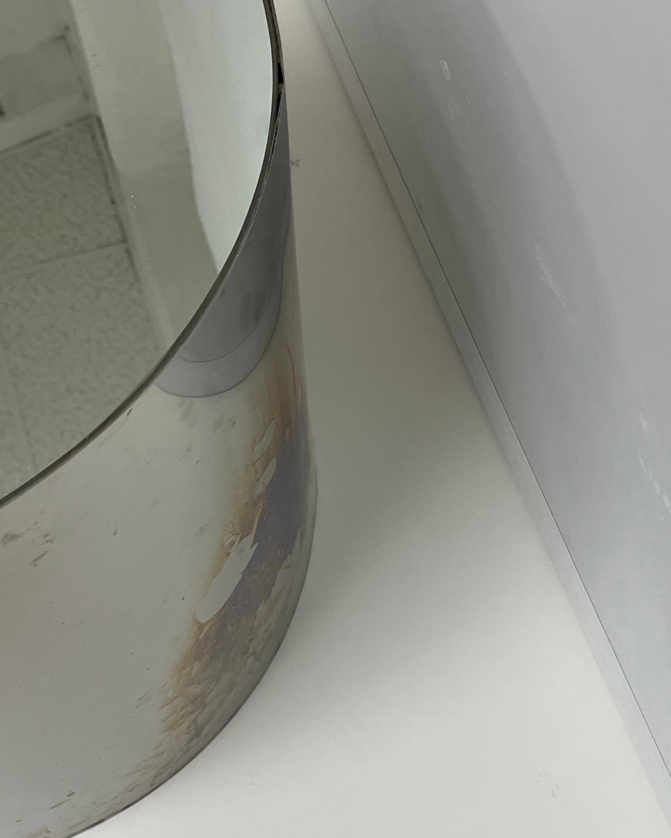 Metal 1970s Brueton Style Chrome and Mirrored Top Side Table For Sale