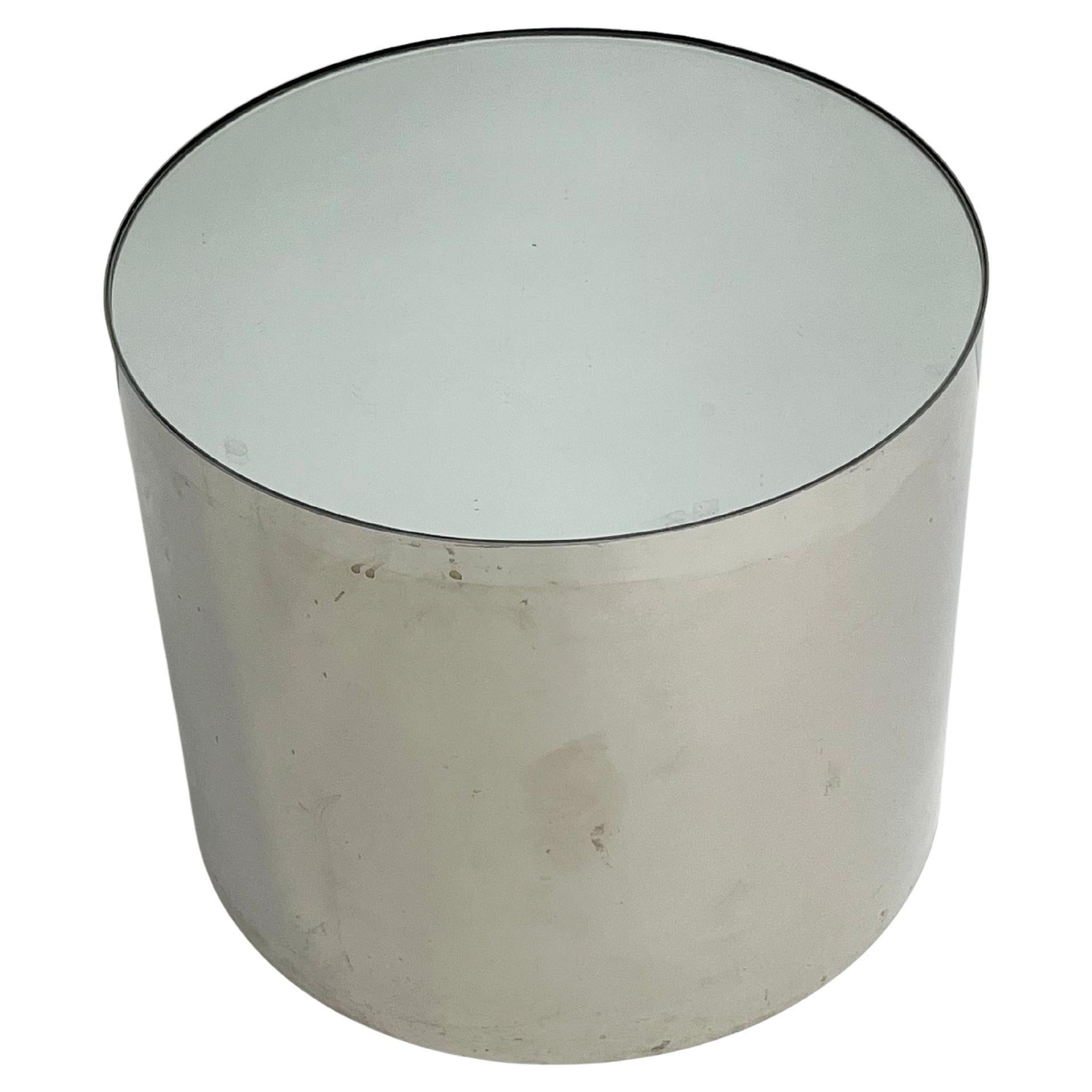1970s Brueton Style Chrome and Mirrored Top Side Table For Sale