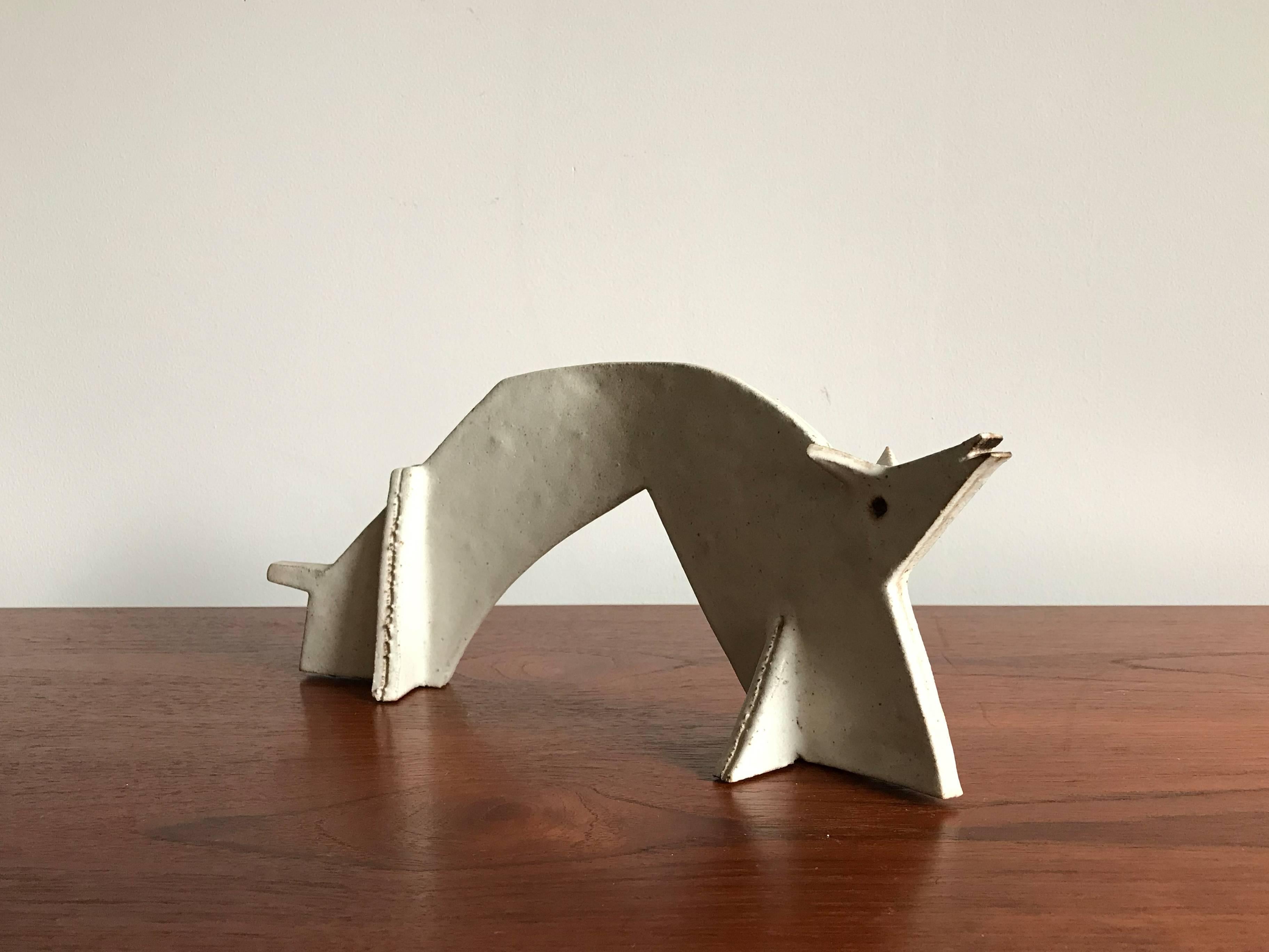 Animal ceramic sculpture designed by Italian artist Bruno Gambone, enameled white,
circa 1970s, signed Gambone Italy under the base.