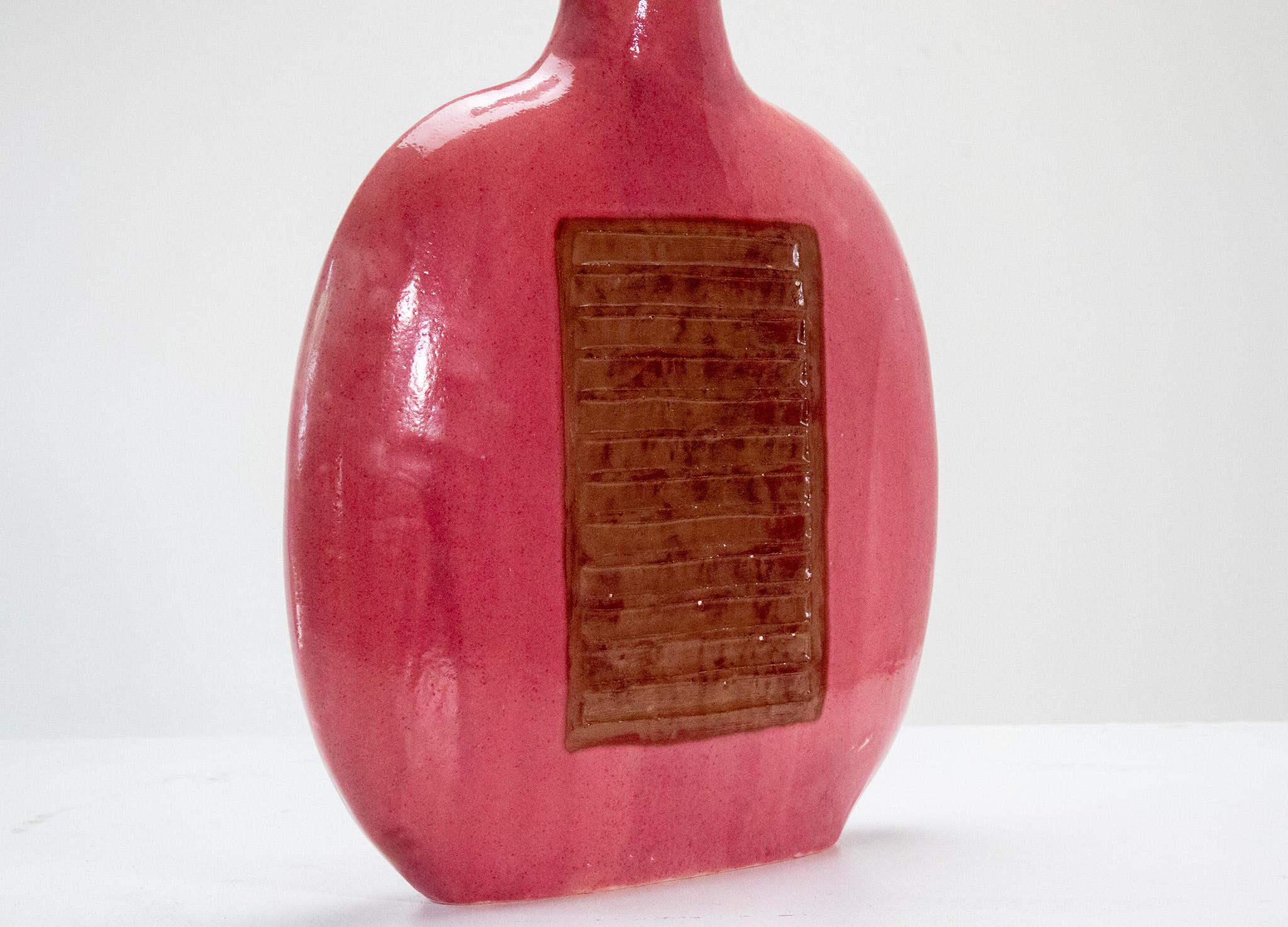 1970s Bruno Gambone Pink Sculptural Vase 30