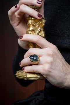 1970s Bruno Guidi for Haroldo Burle Marx, Forma Livre, Gold Tourmaline Ring