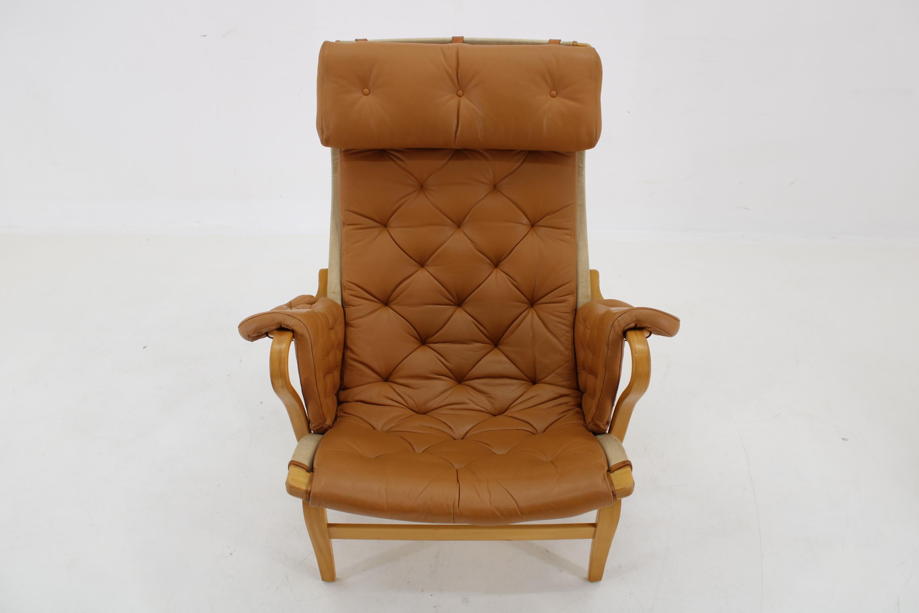 1970s Bruno Mathsson Pernilla Lounge Chair with Ottoman in Leather for DUX, Swed 4