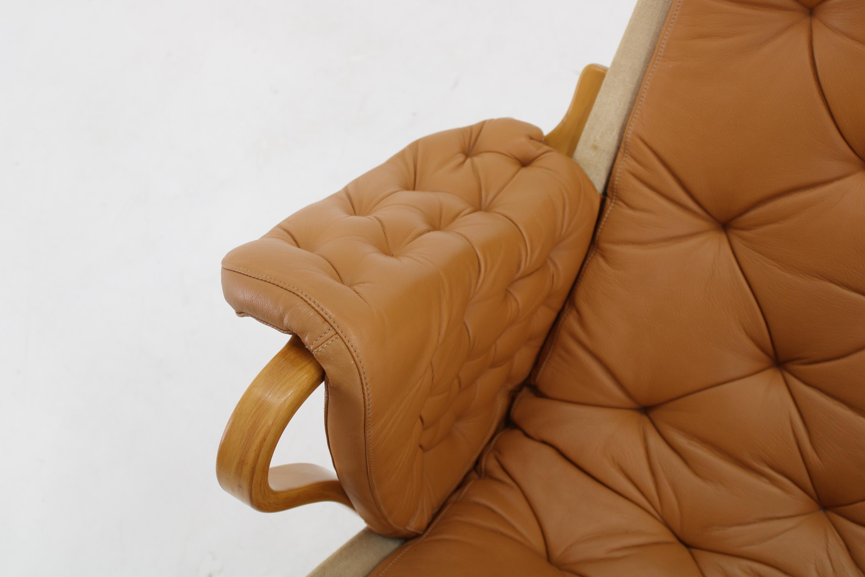 1970s Bruno Mathsson Pernilla Lounge Chair with Ottoman in Leather for DUX, Swed 5