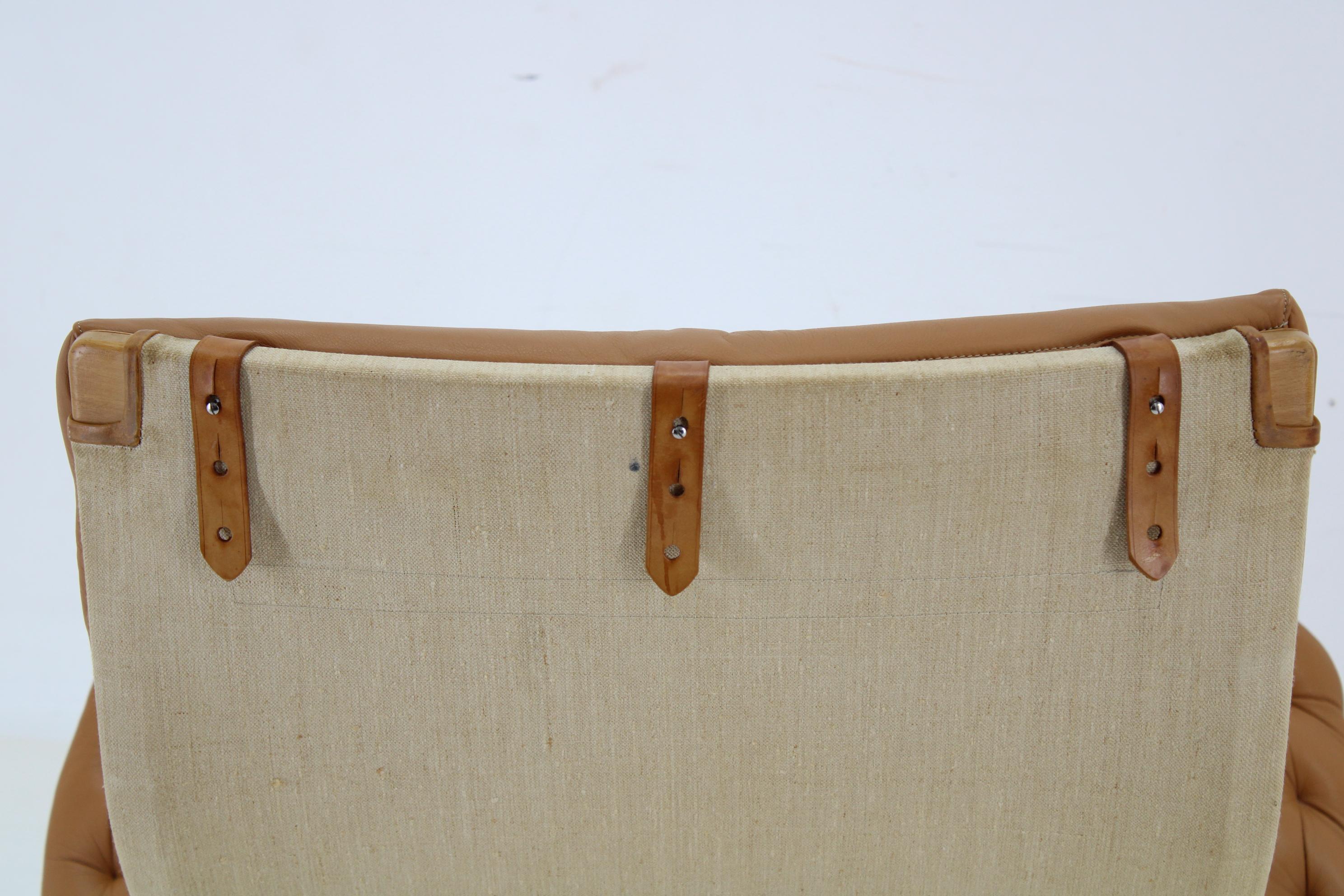 1970s Bruno Mathsson Pernilla Lounge Chair with Ottoman in Leather for DUX, Swed 7