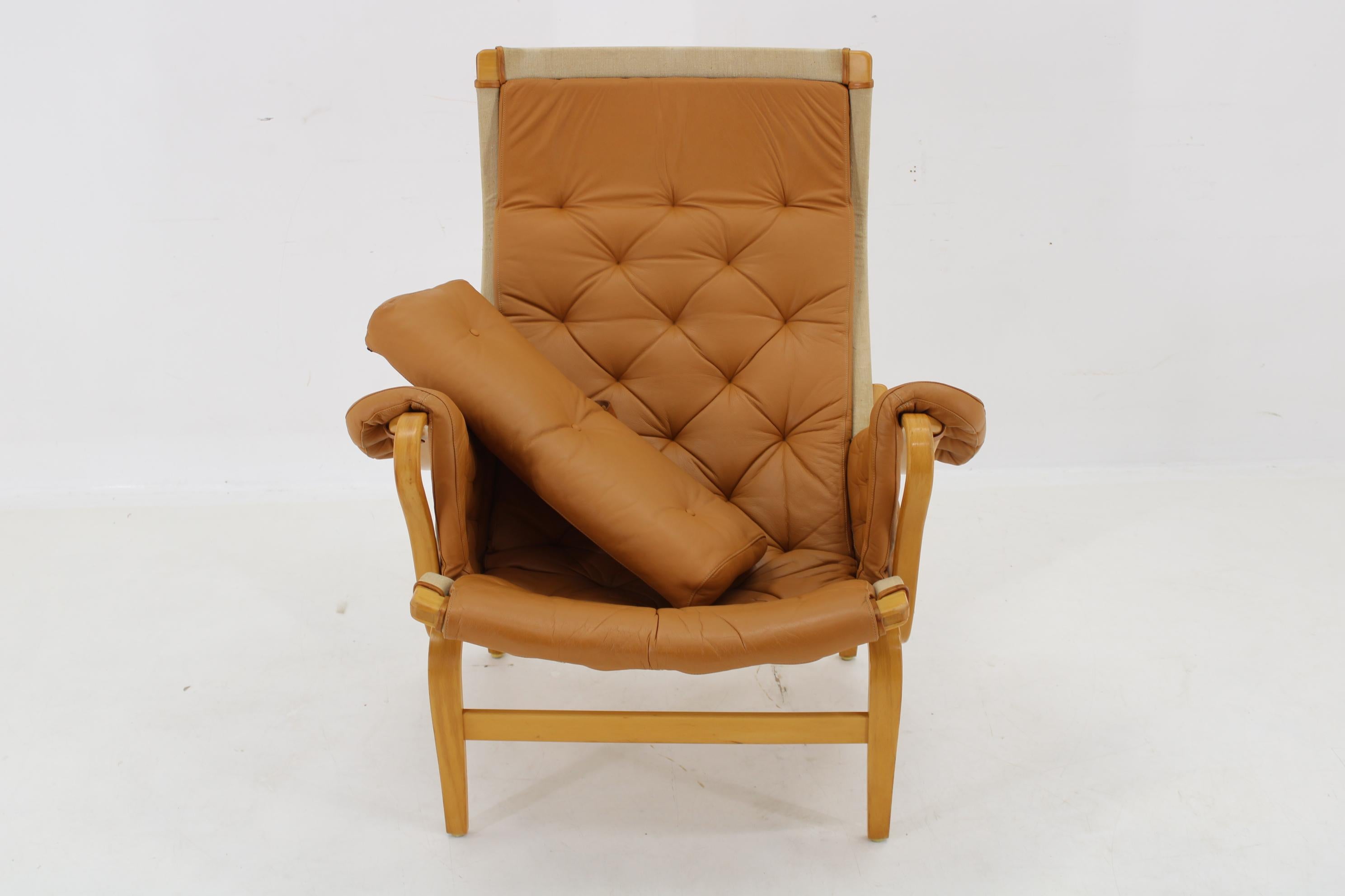 1970s Bruno Mathsson Pernilla Lounge Chair with Ottoman in Leather for DUX, Swed 10