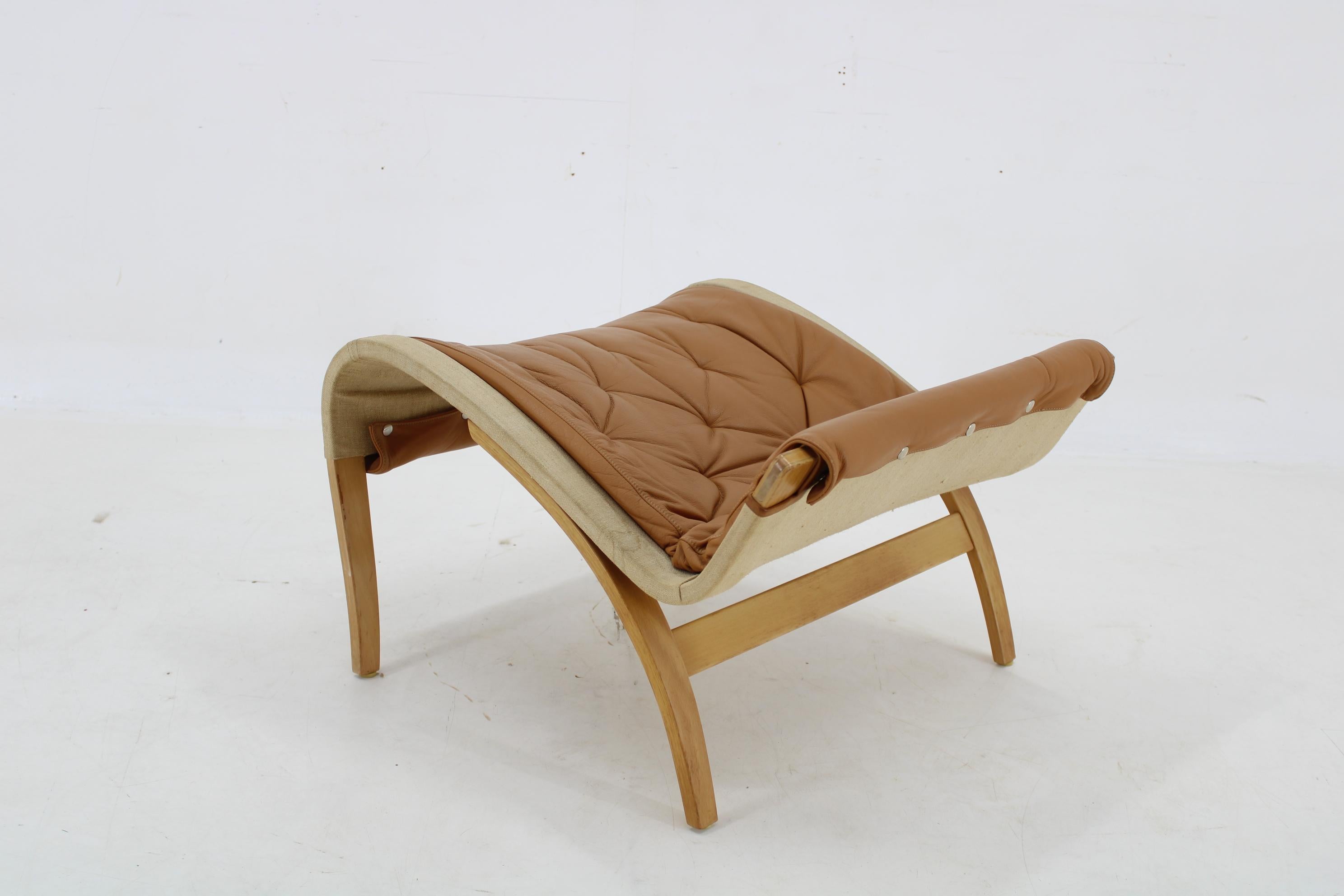 1970s Bruno Mathsson Pernilla Lounge Chair with Ottoman in Leather for DUX, Swed 11