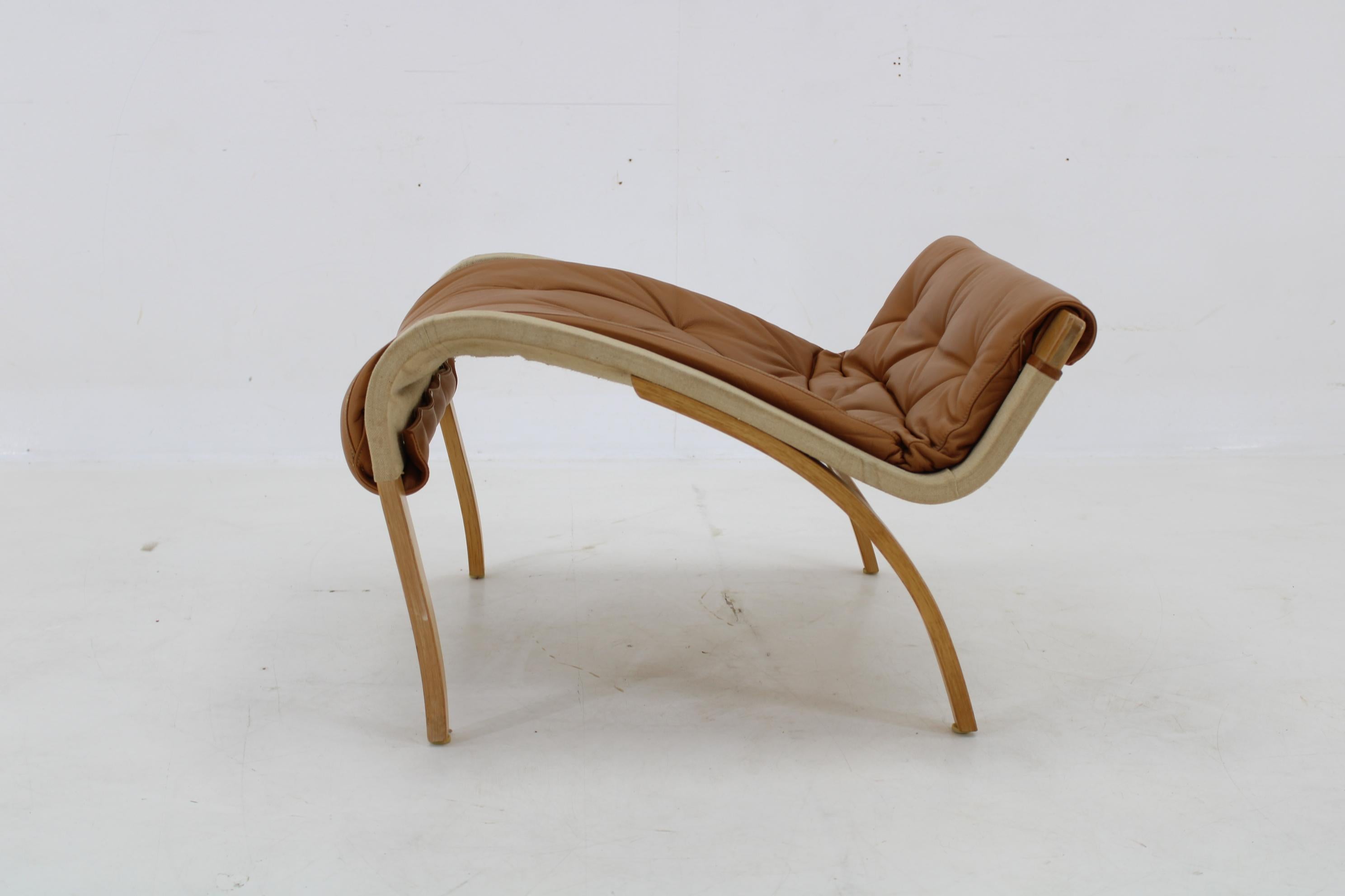 1970s Bruno Mathsson Pernilla Lounge Chair with Ottoman in Leather for DUX, Swed 12