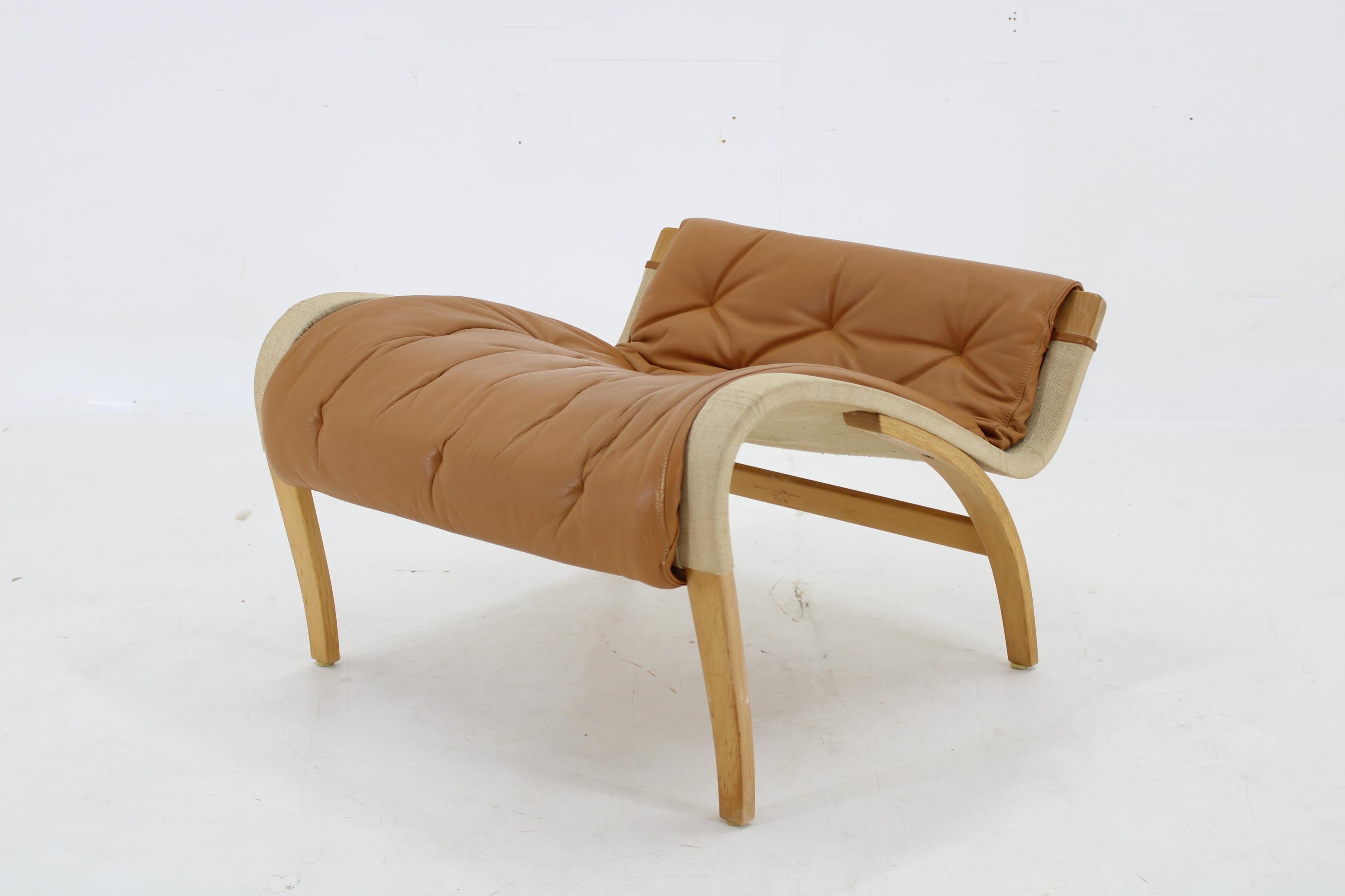 1970s Bruno Mathsson Pernilla Lounge Chair with Ottoman in Leather for DUX, Swed 13
