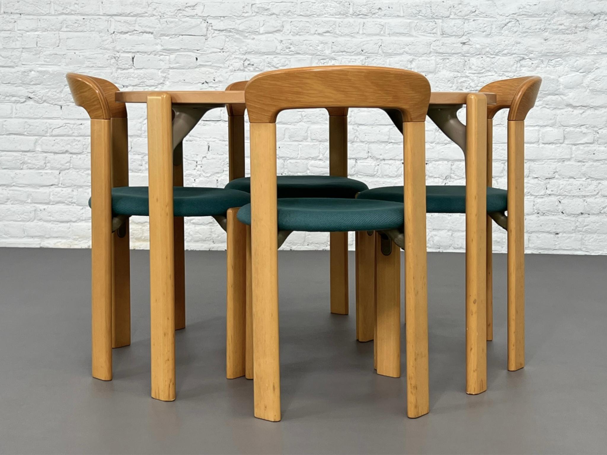 Scandinavian Modern 1970s Bruno Rey's Design Dining Set Table and Four Chairs Kusch&Co For Sale