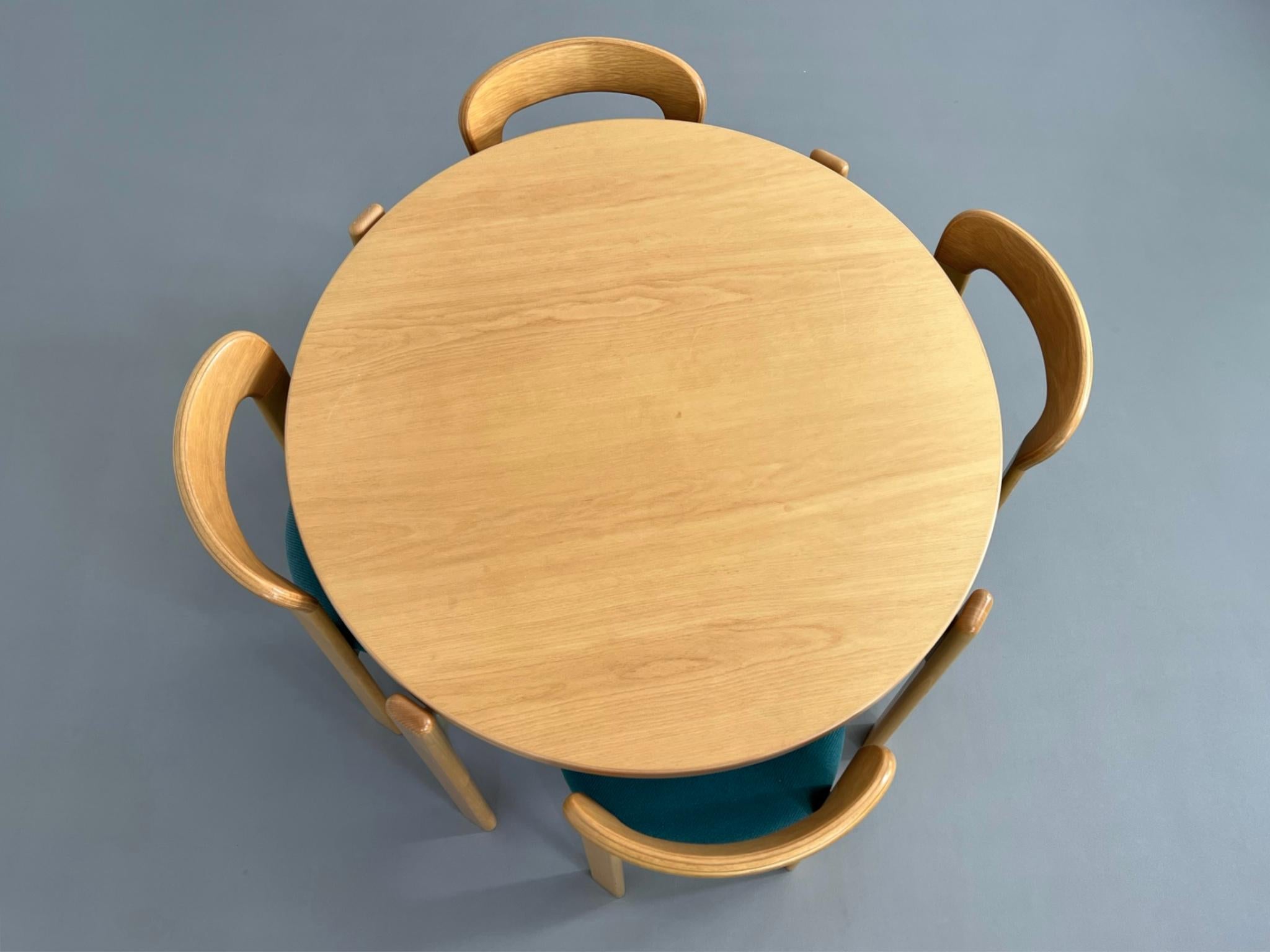 European 1970s Bruno Rey's Design Dining Set Table and Four Chairs Kusch&Co For Sale