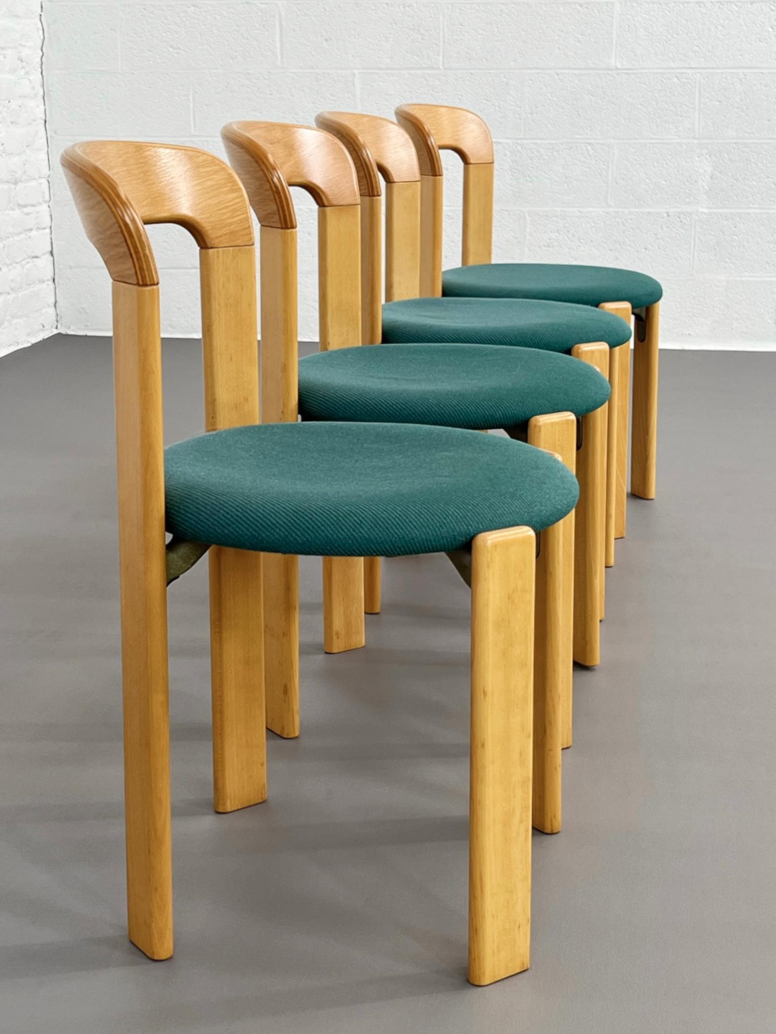 Fabric 1970s Bruno Rey's Design Dining Set Table and Four Chairs Kusch&Co For Sale