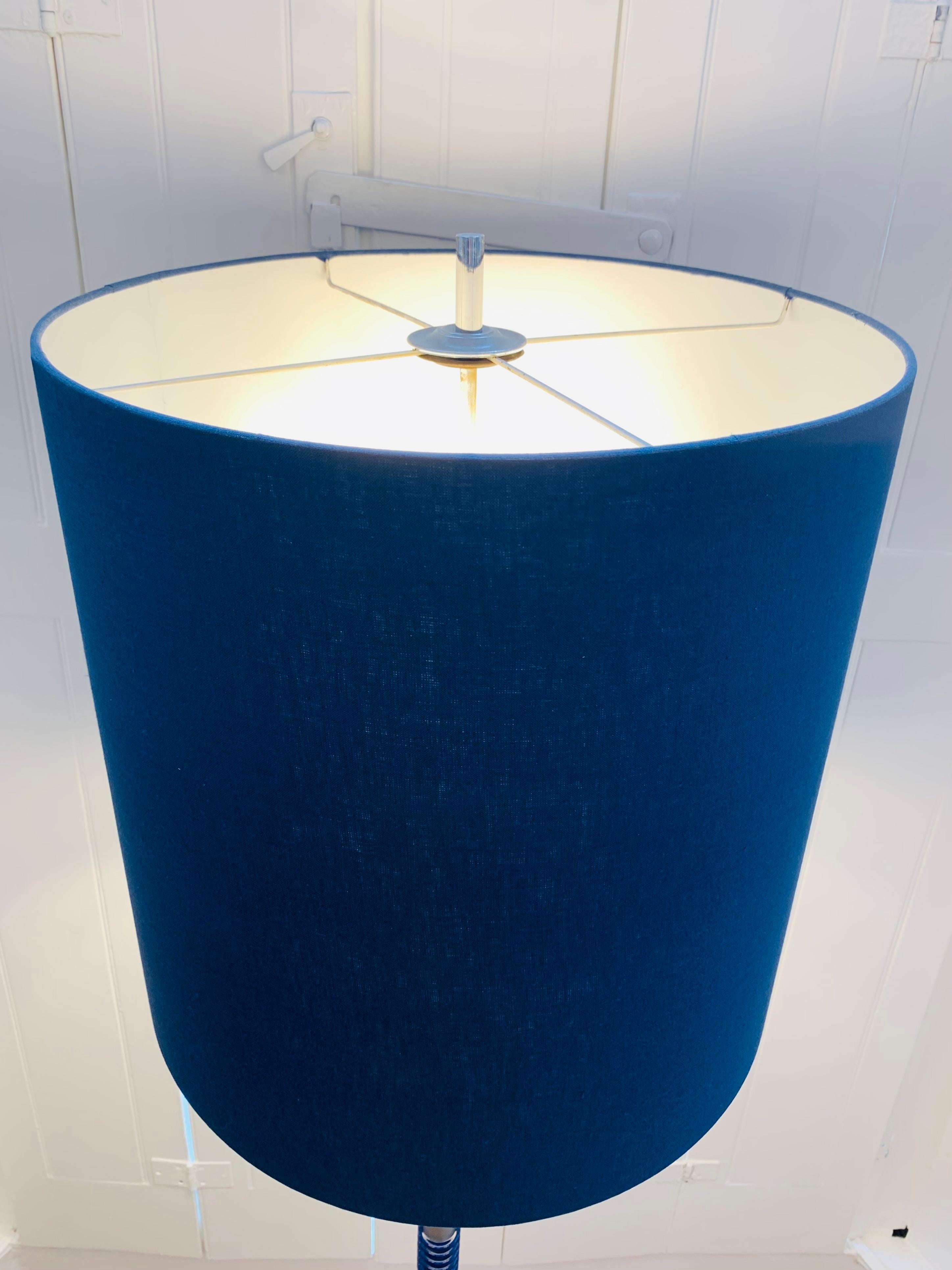 1970s Brushed Chrome & Cobalt Blue Glass Floor Lamp in the Style Carl Fagerlund  For Sale 9