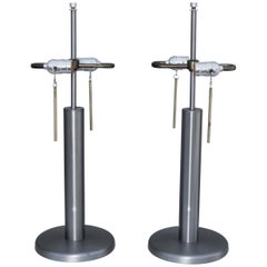 1970s Brushed Steel Table Lamps