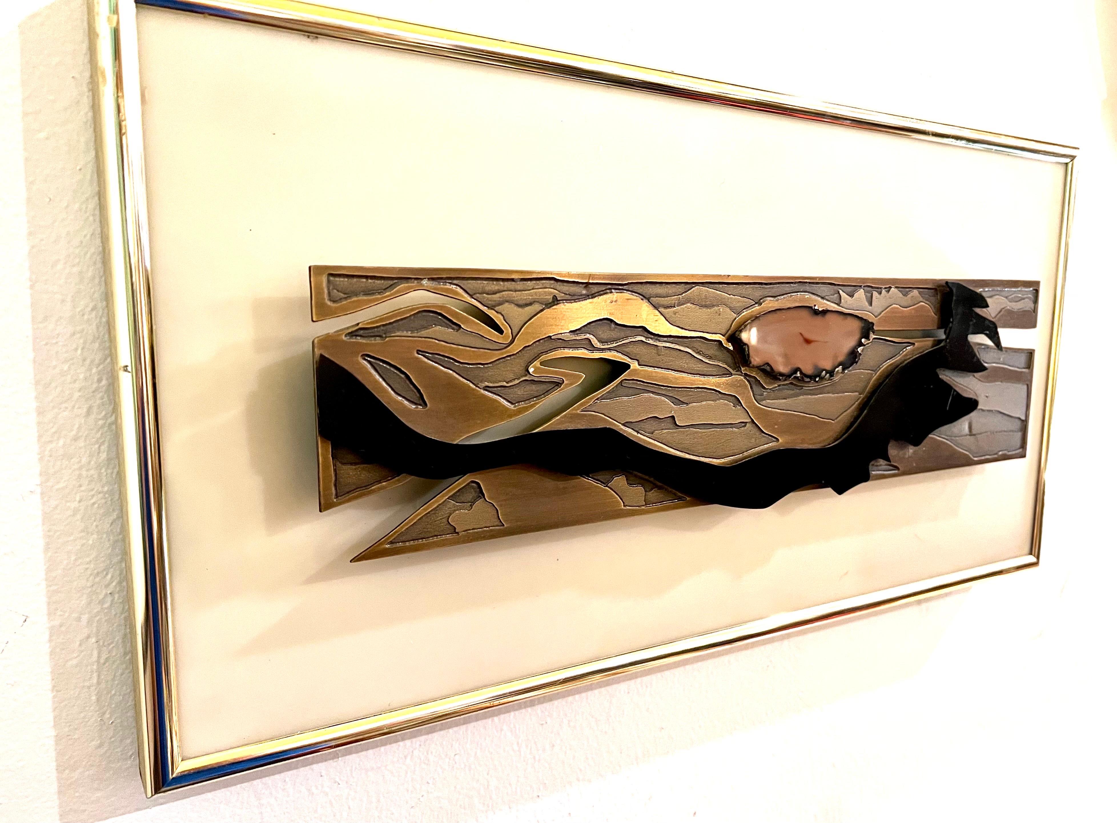 1970's Brutalist Abstract Bronze Wall Art Signed by Stephen Michael Levinson 1