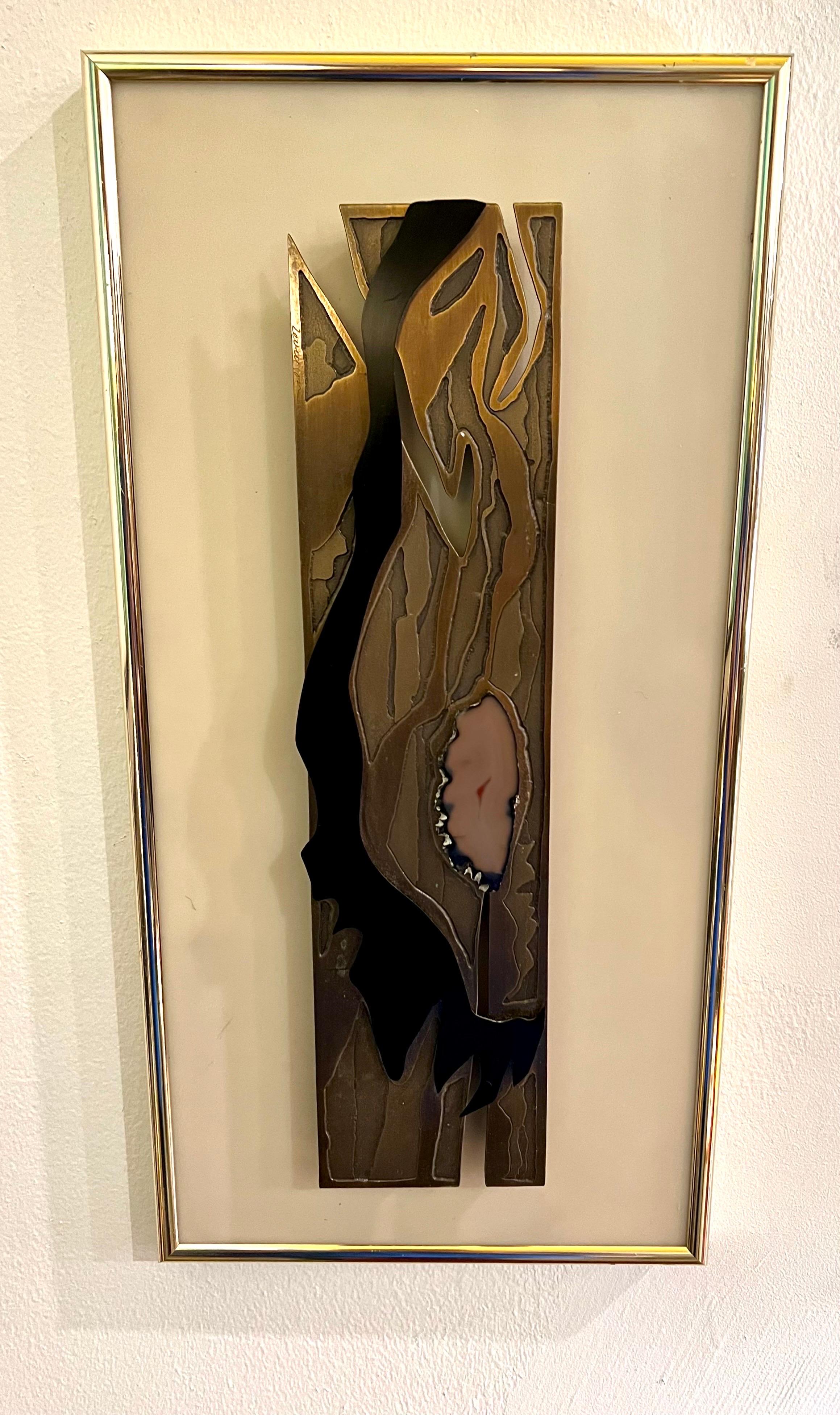 1970's Brutalist Abstract Bronze Wall Art Signed by Stephen Michael Levinson 2