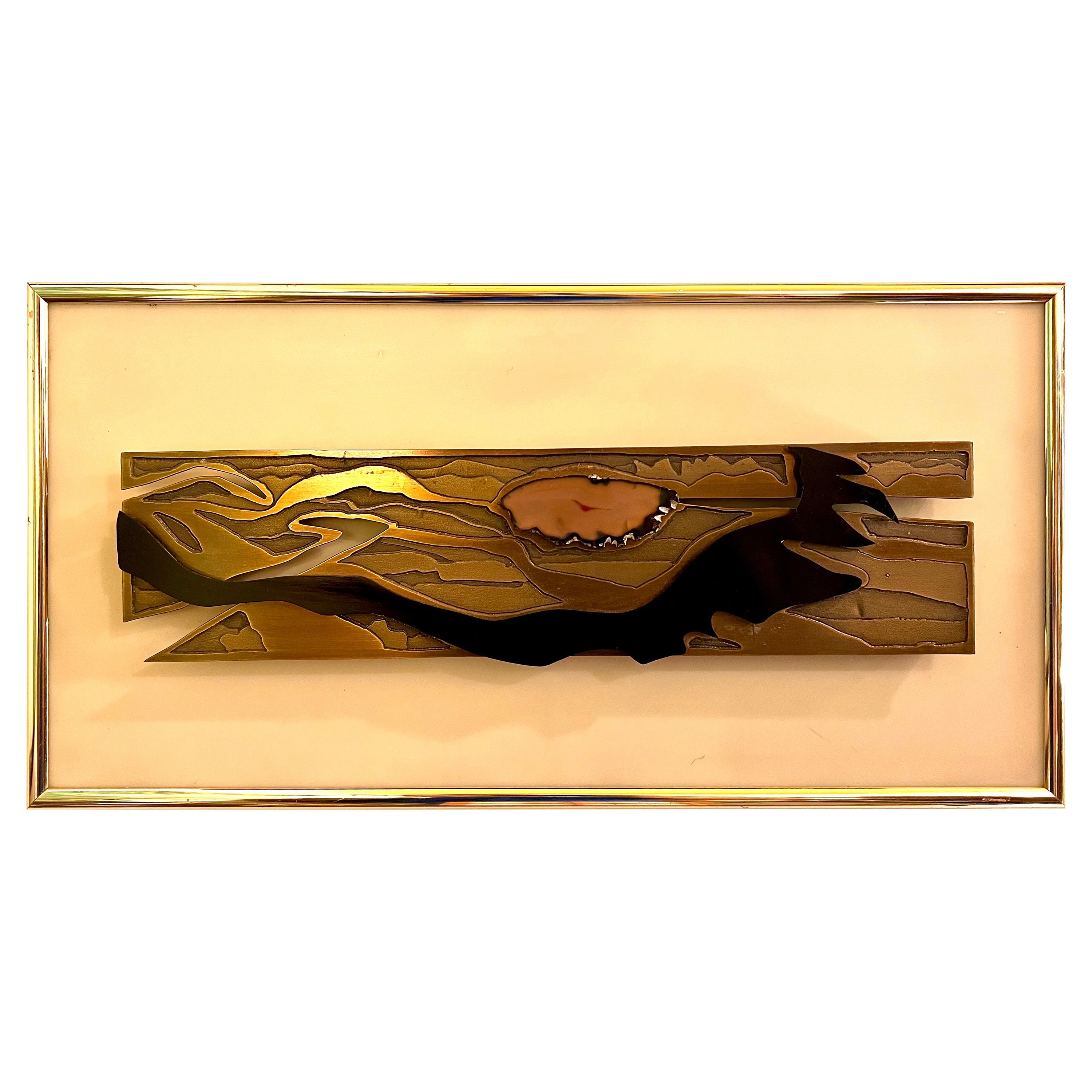 1970
s Brutalist Abstract Bronze Wall Art Signed by Stephen Michael Levinson