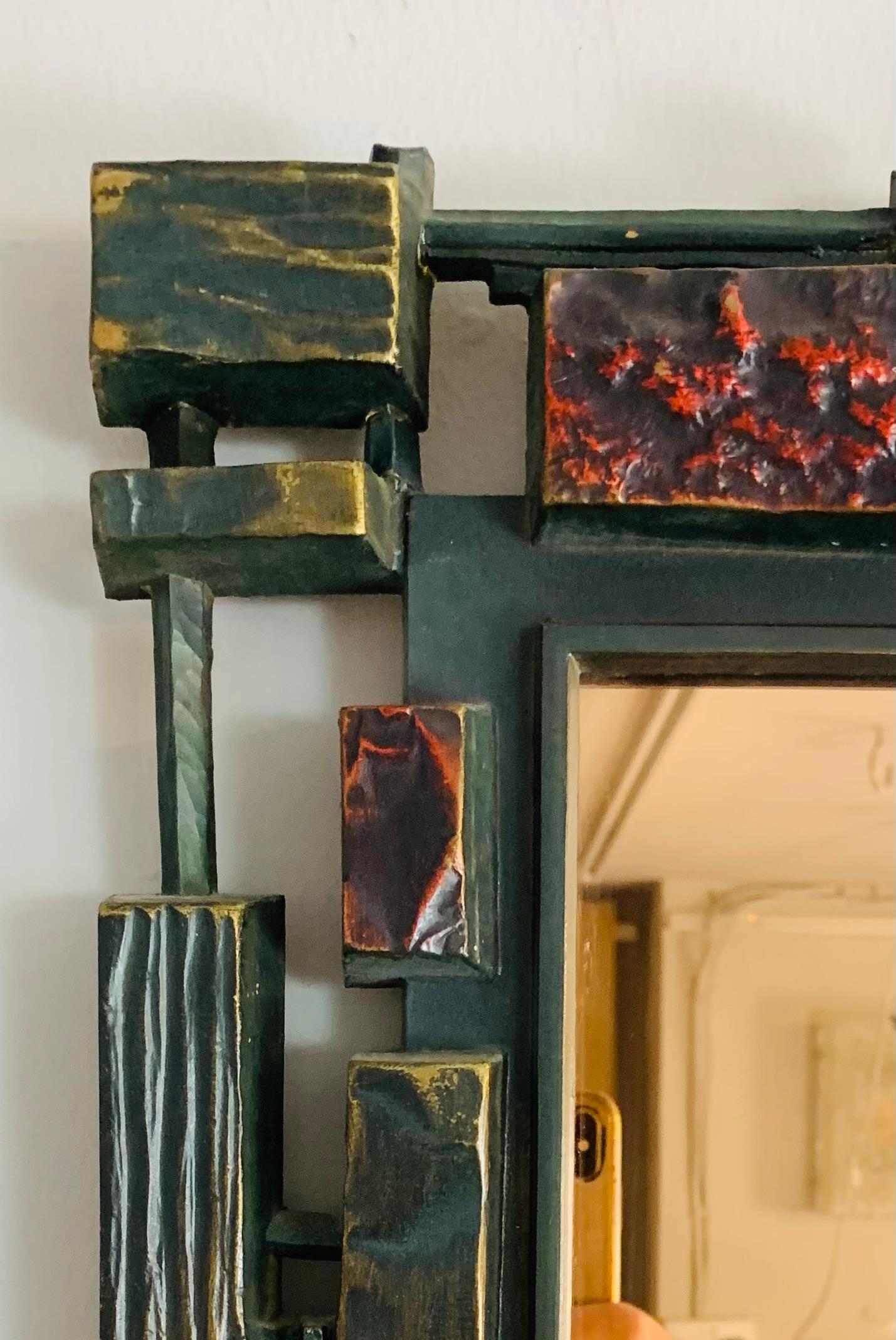 1970s, Brutalist American Syroco Multi Coloured Resin Bronzed Mirrored Glass 12